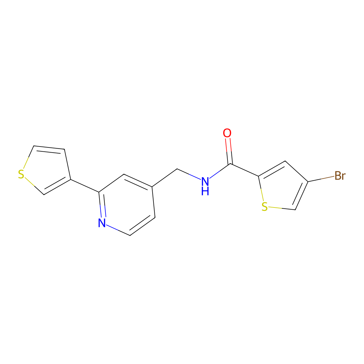 4-bromo-N-((2-(thiophen-3-yl)pyridin-4-yl)methyl)thiophene-2-carboxamide molecular structure, CAS 2034581-66-1