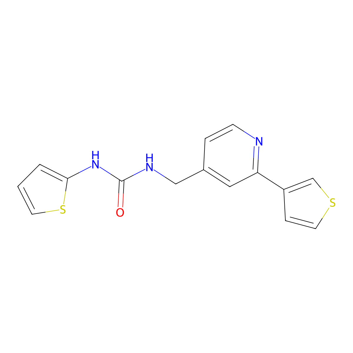 1-(Thiophen-2-yl)-3-((2-(thiophen-3-yl)pyridin-4-yl)methyl)urea molecular structure, CAS 2034581-71-8