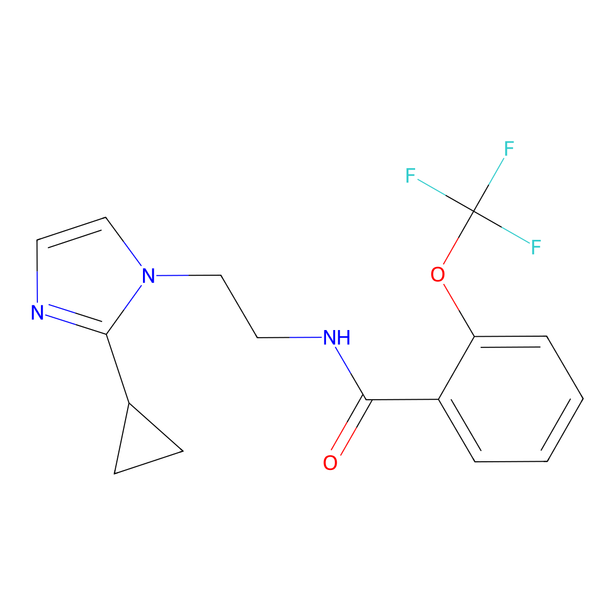 N-[2-(2-cyclopropyl-1H-imidazol-1-yl)ethyl]-2-(trifluoromethoxy)benzamide molecular structure, CAS 2034581-73-0