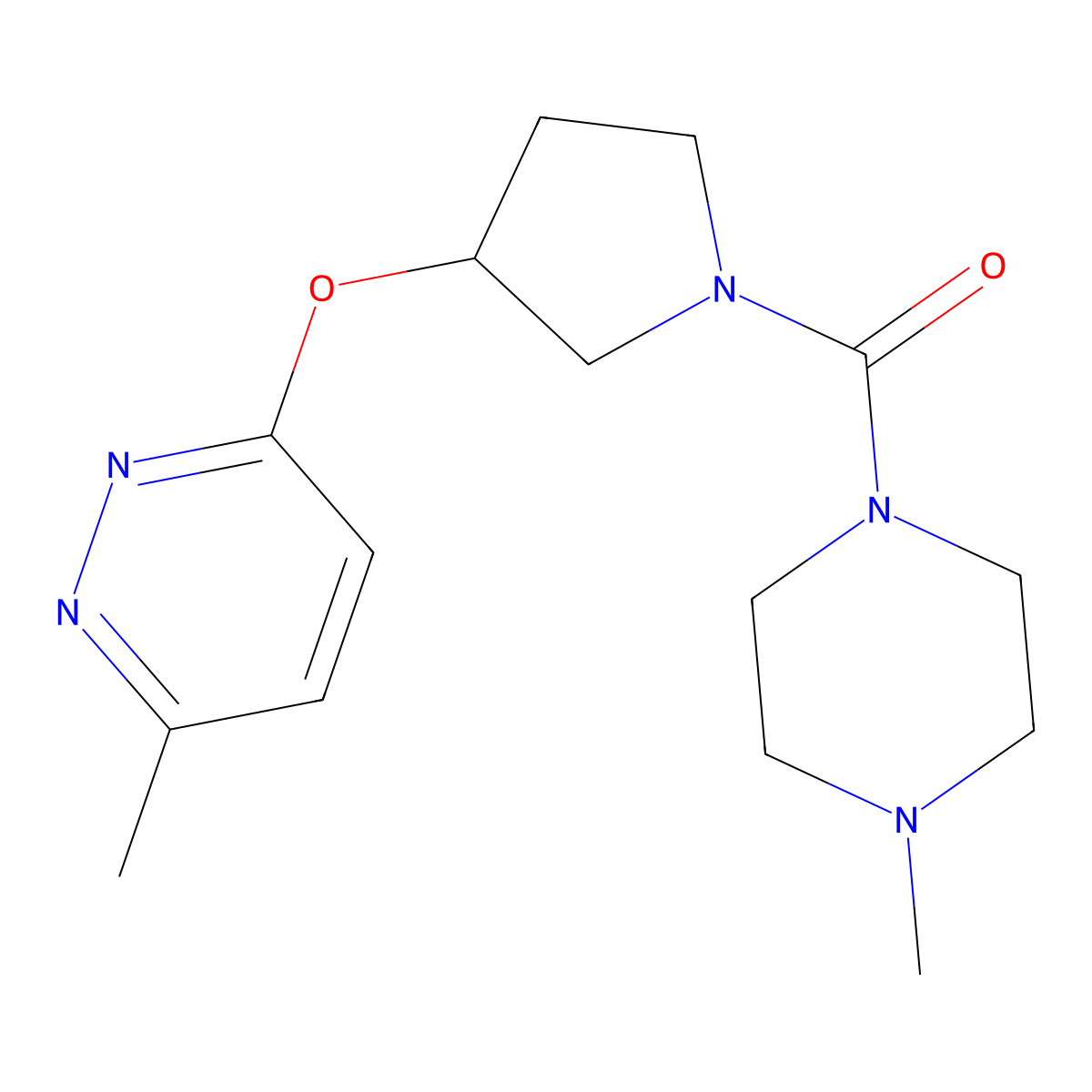 (4-Methylpiperazin-1-yl)(3-((6-methylpyridazin-3-yl)oxy)pyrrolidin-1-yl)methanone molecular structure, CAS 2034581-75-2