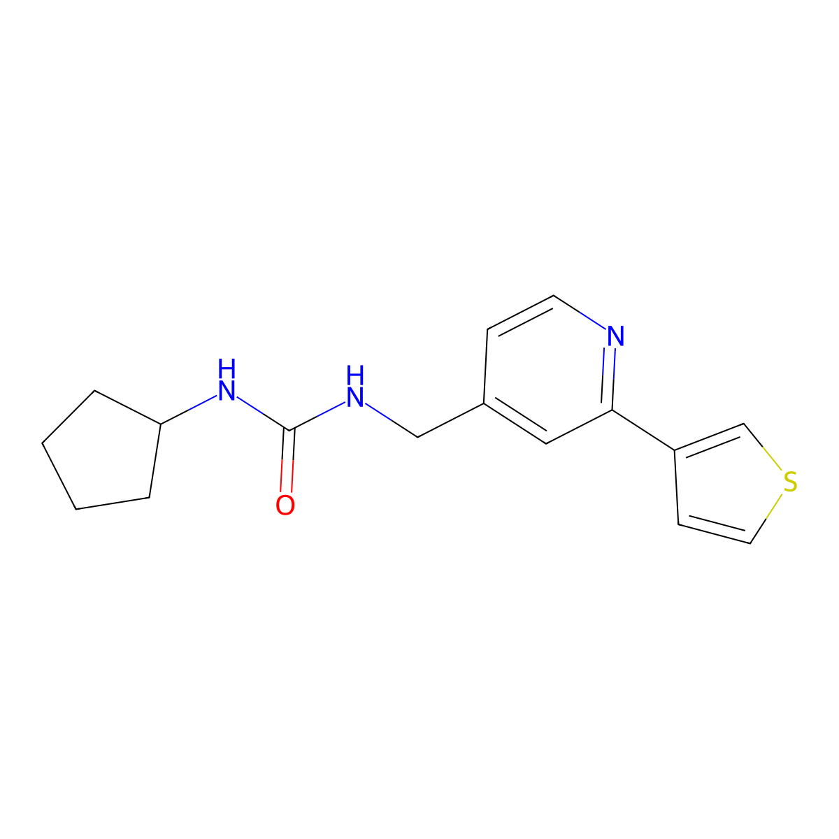 1-Cyclopentyl-3-((2-(thiophen-3-yl)pyridin-4-yl)methyl)urea molecular structure, CAS 2034581-78-5