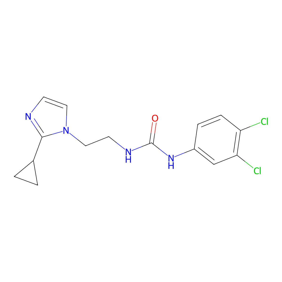 1-(2-(2-cyclopropyl-1H-imidazol-1-yl)ethyl)-3-(3,4-dichlorophenyl)urea molecular structure, CAS 2034581-84-3