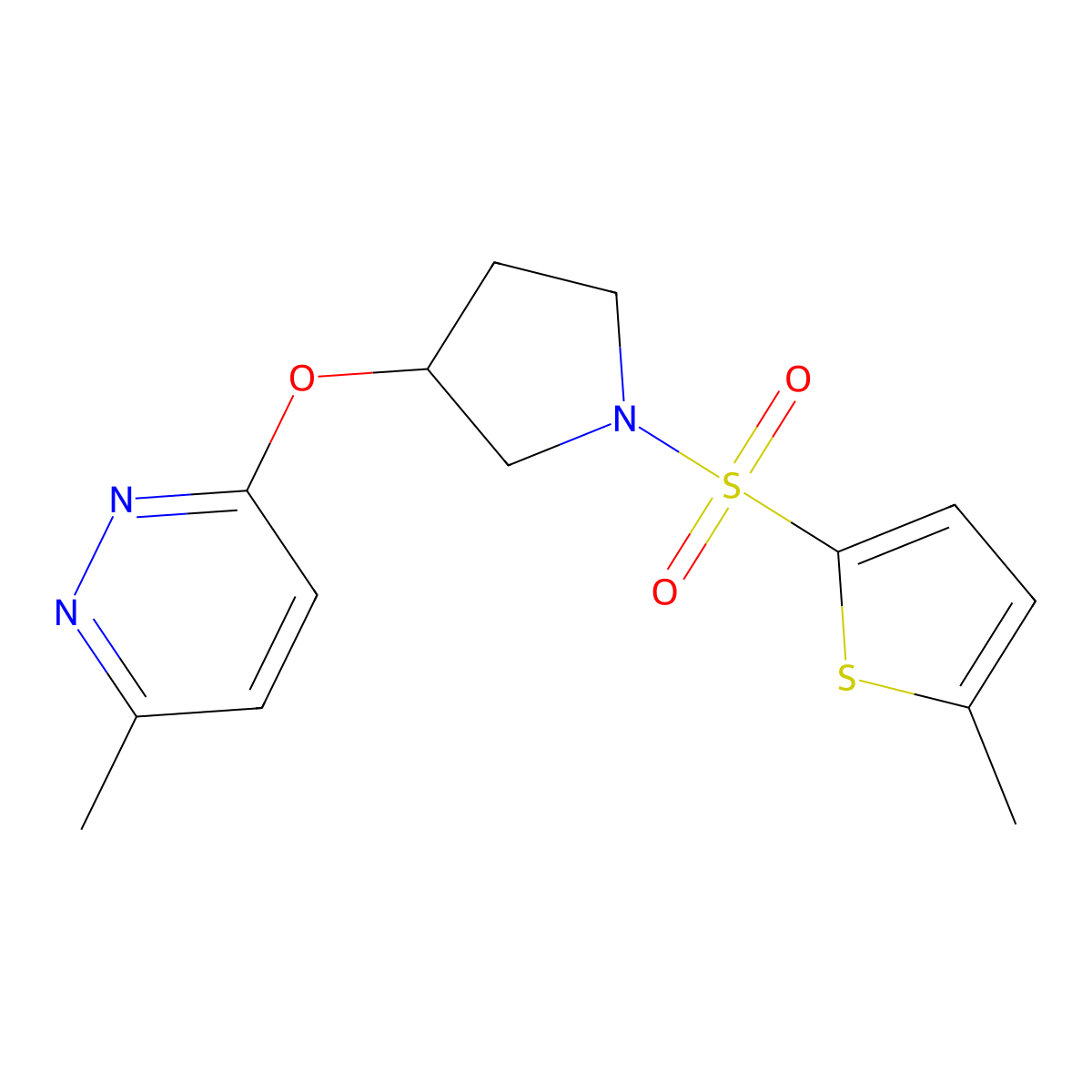 3-Methyl-6-({1-[(5-methylthiophen-2-yl)sulfonyl]pyrrolidin-3-yl}oxy)pyridazine molecular structure, CAS 2034581-85-4