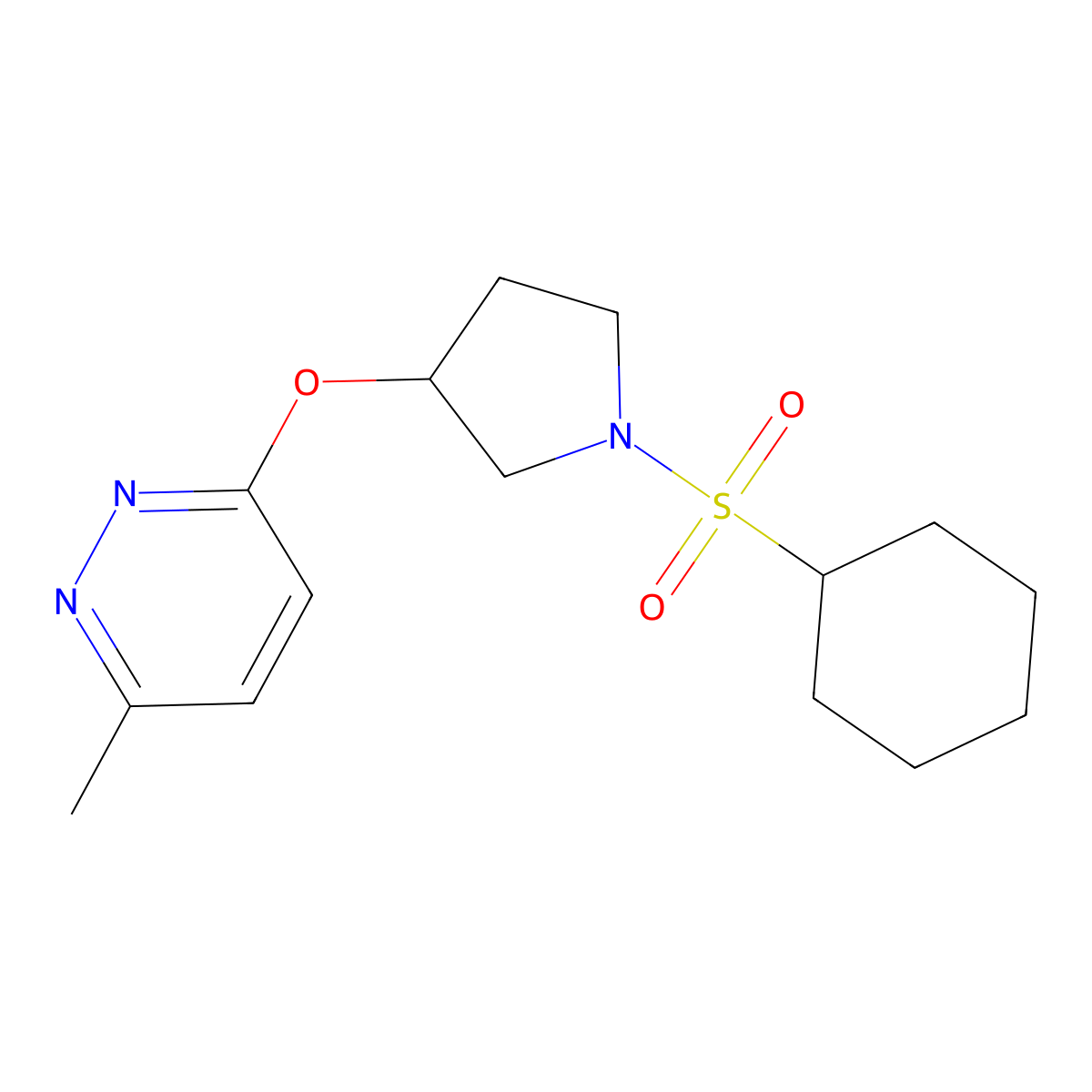 3-((1-(Cyclohexylsulfonyl)pyrrolidin-3-yl)oxy)-6-methylpyridazine molecular structure, CAS 2034581-88-7