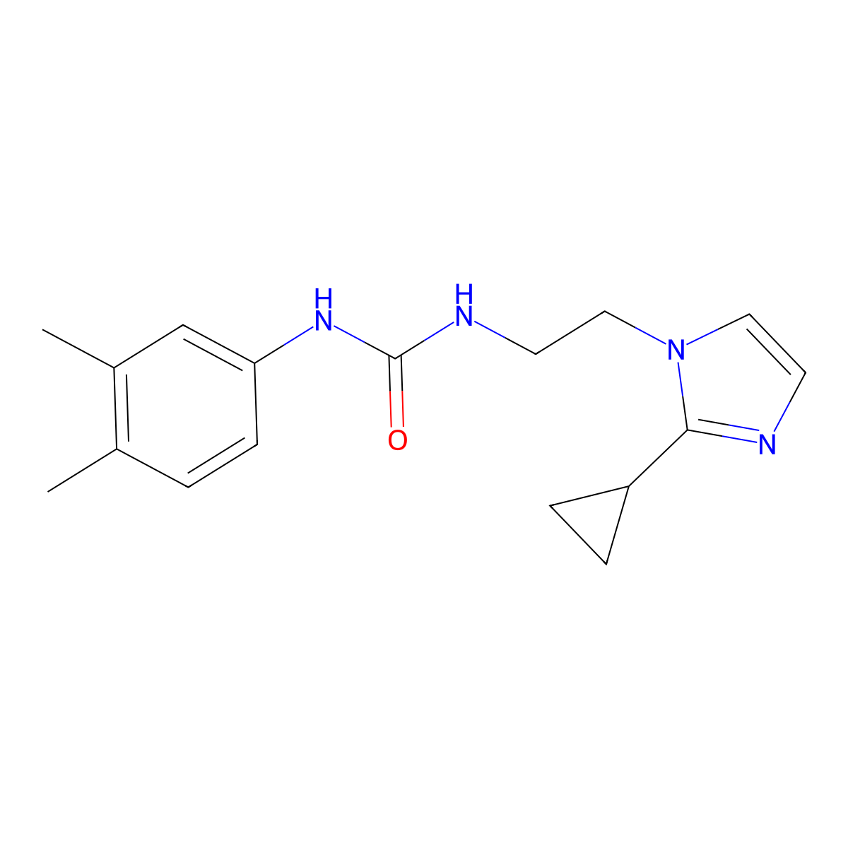 1-(2-(2-cyclopropyl-1H-imidazol-1-yl)ethyl)-3-(3,4-dimethylphenyl)urea molecular structure, CAS 2034581-91-2