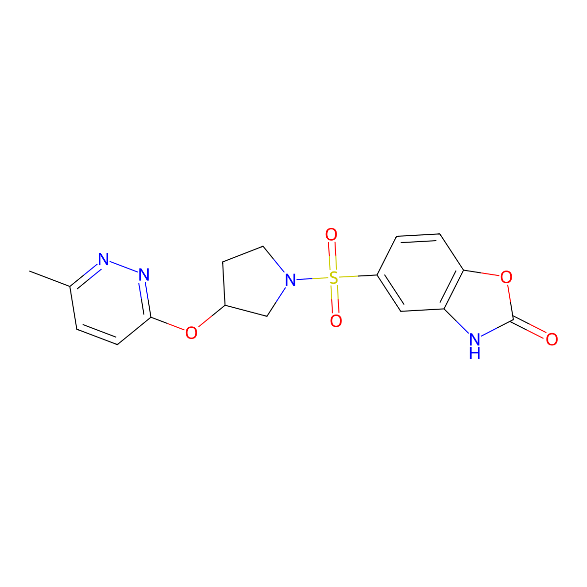 5-((3-((6-methylpyridazin-3-yl)oxy)pyrrolidin-1-yl)sulfonyl)benzo[d]oxazol-2(3H)-one molecular structure, CAS 2034581-93-4