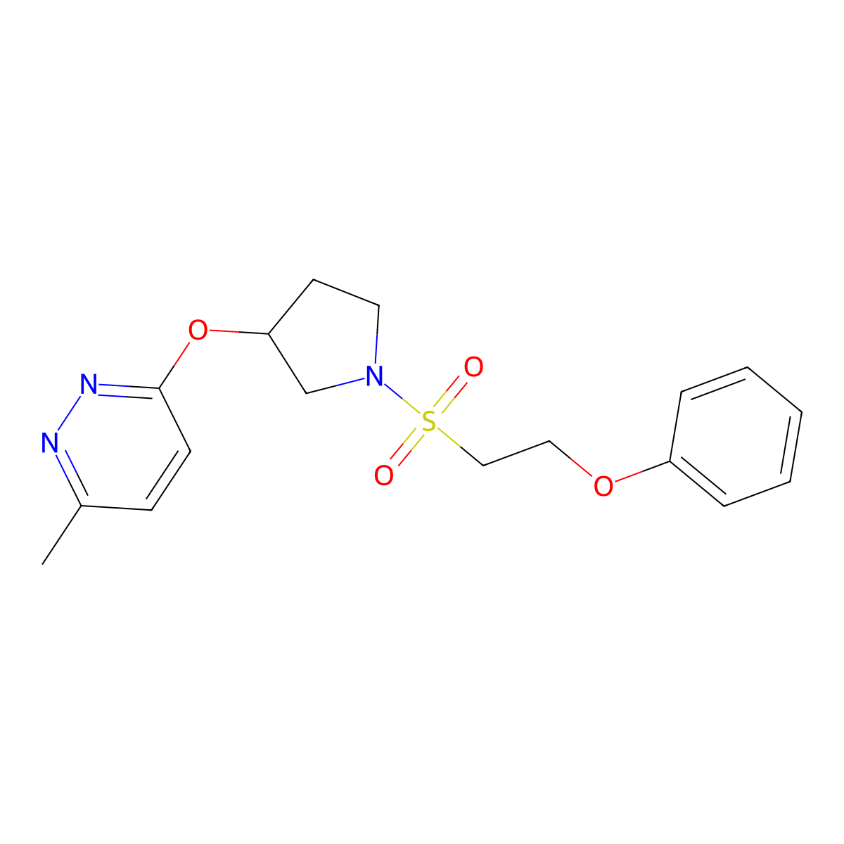 3-Methyl-6-((1-((2-phenoxyethyl)sulfonyl)pyrrolidin-3-yl)oxy)pyridazine molecular structure, CAS 2034581-97-8