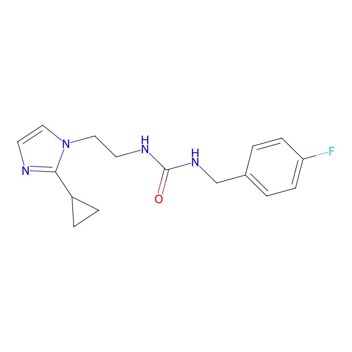 1-(2-(2-cyclopropyl-1H-imidazol-1-yl)ethyl)-3-(4-fluorobenzyl)urea molecular structure, CAS 2034582-01-7