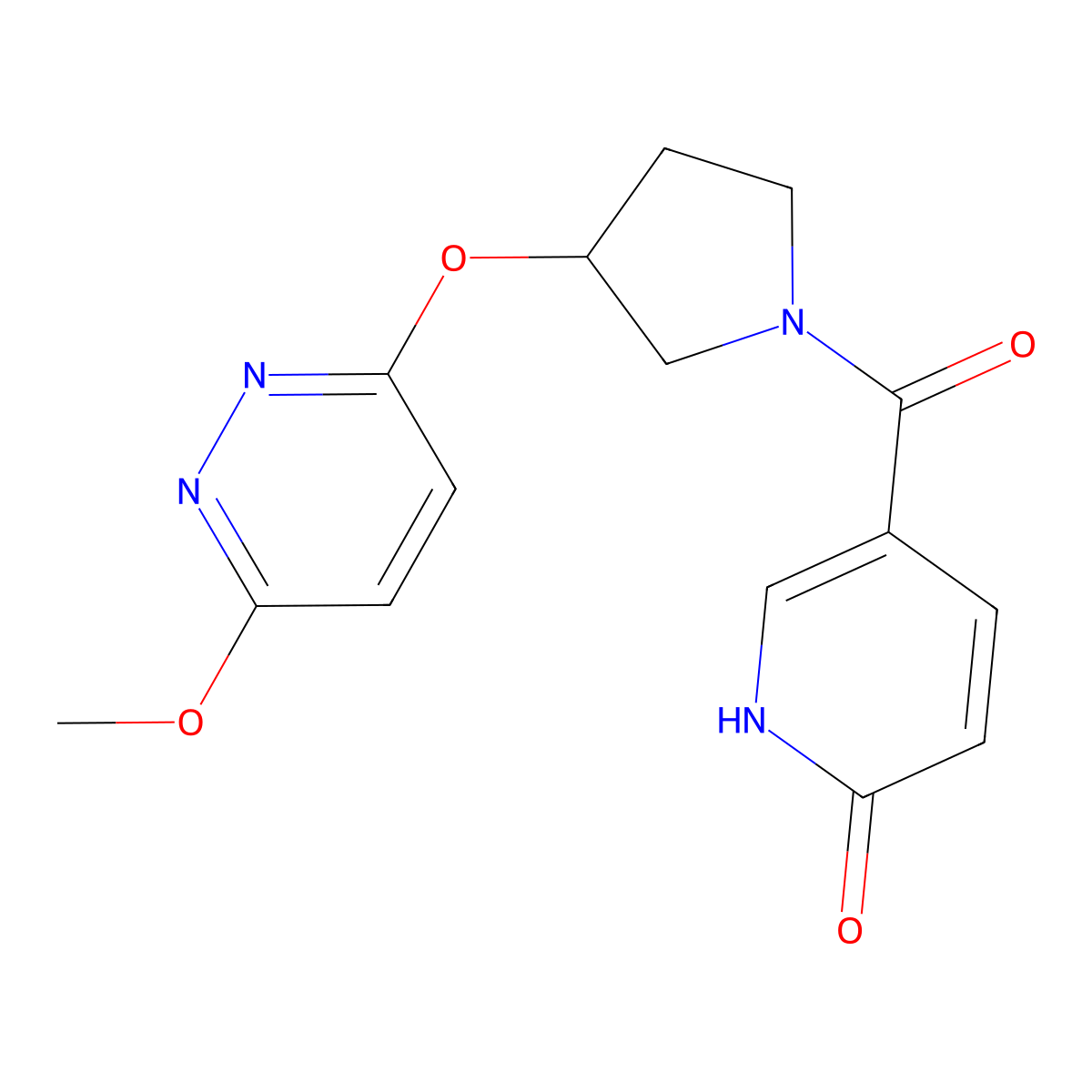 5-(3-((6-methoxypyridazin-3-yl)oxy)pyrrolidine-1-carbonyl)pyridin-2(1H)-one molecular structure, CAS 2034582-04-0