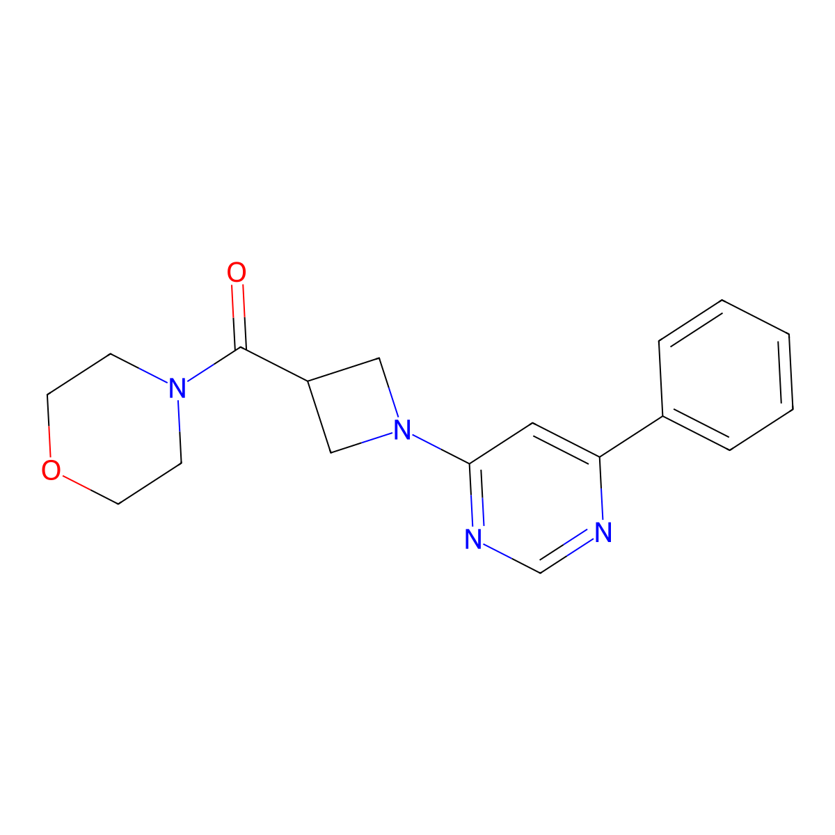 Morpholino(1-(6-phenylpyrimidin-4-yl)azetidin-3-yl)methanone molecular structure, CAS 2034582-06-2