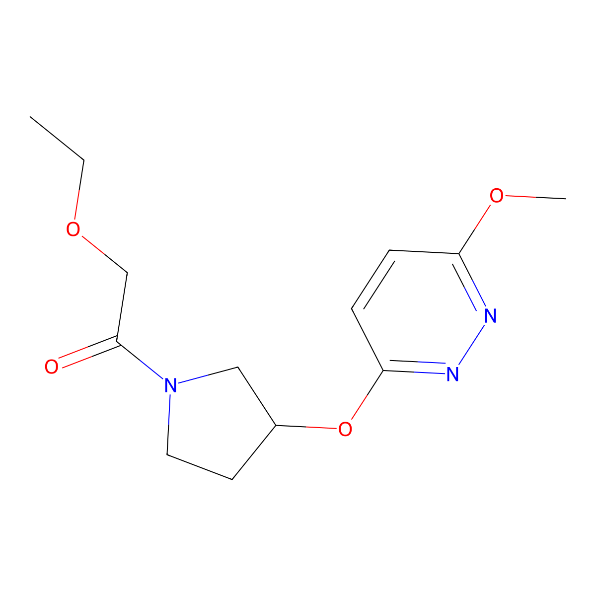 2-Ethoxy-1-(3-((6-methoxypyridazin-3-yl)oxy)pyrrolidin-1-yl)ethanone molecular structure, CAS 2034582-14-2