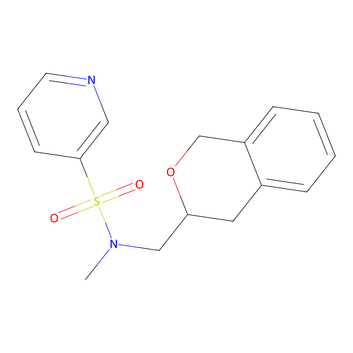 N-(isochroman-3-ylmethyl)-N-methylpyridine-3-sulfonamide molecular structure, CAS 2034582-18-6