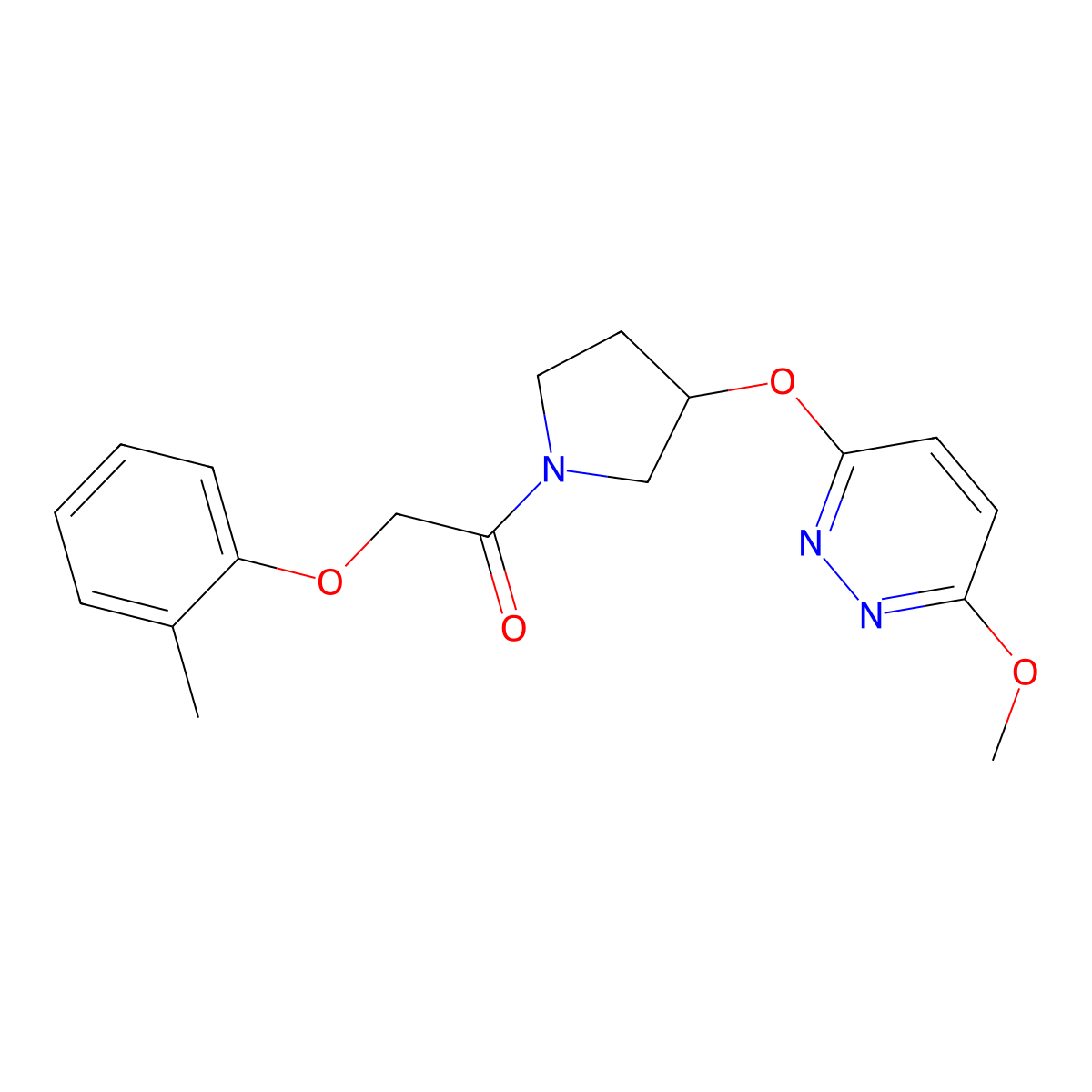 1-(3-((6-Methoxypyridazin-3-yl)oxy)pyrrolidin-1-yl)-2-(o-tolyloxy)ethanone molecular structure, CAS 2034582-19-7
