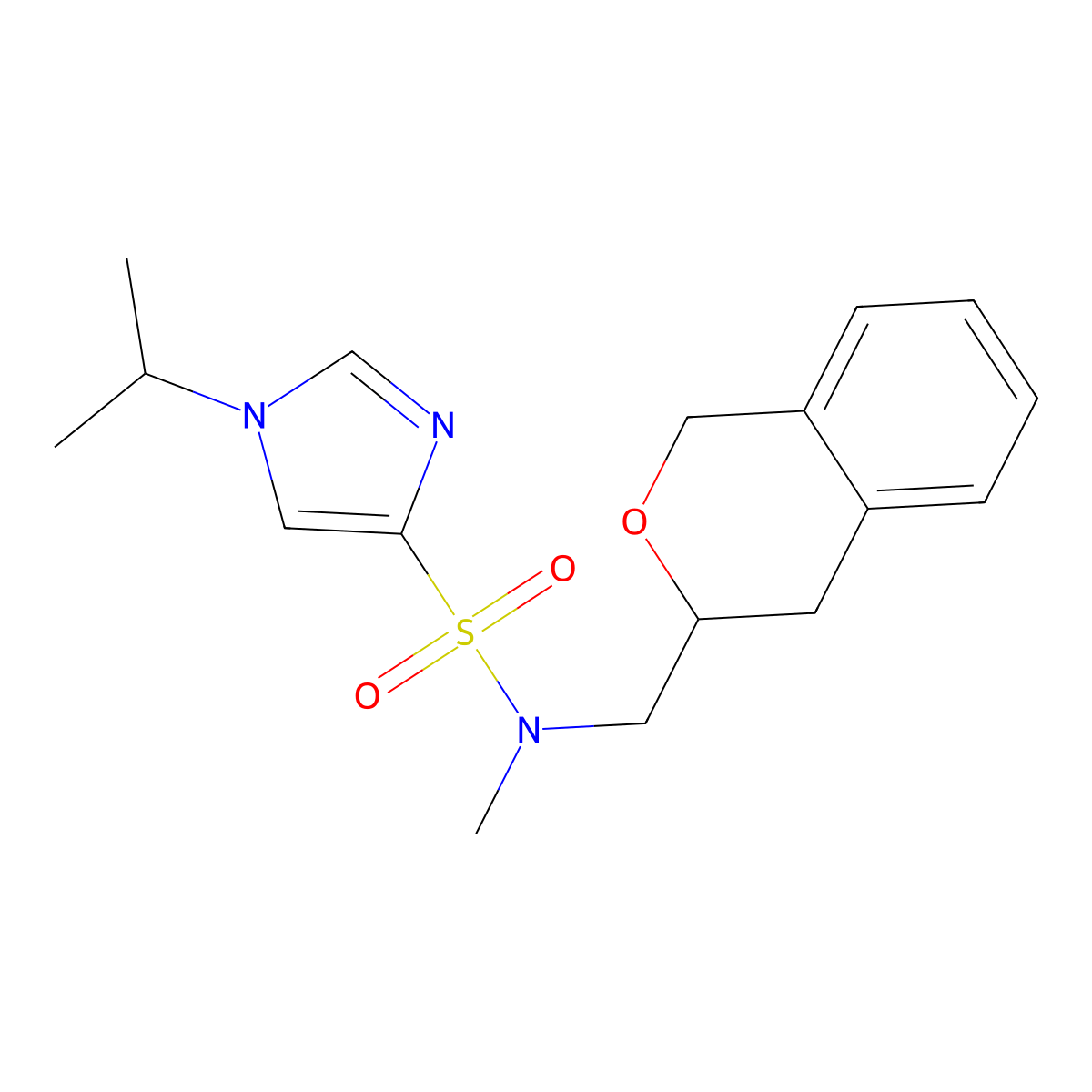 N-(isochroman-3-ylmethyl)-1-isopropyl-N-methyl-1H-imidazole-4-sulfonamide molecular structure, CAS 2034582-29-9
