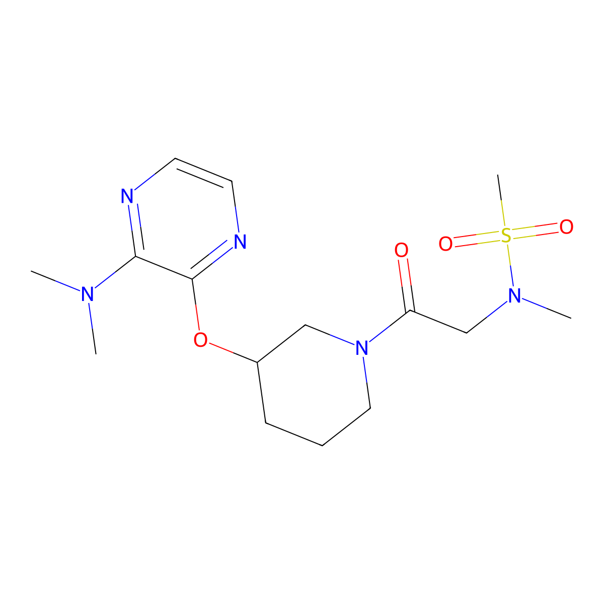 N-[2-(3-{[3-(dimethylamino)pyrazin-2-yl]oxy}piperidin-1-yl)-2-oxoethyl]-N-methylmethanesulfonamide molecular structure, CAS 2034582-34-6