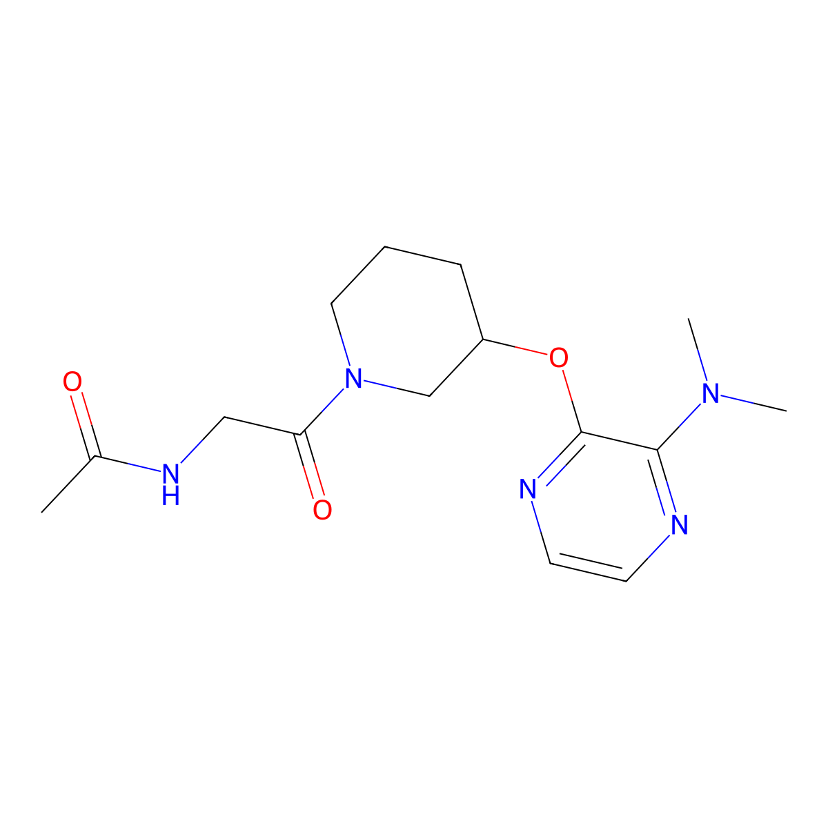 N-[2-(3-{[3-(dimethylamino)pyrazin-2-yl]oxy}piperidin-1-yl)-2-oxoethyl]acetamide molecular structure, CAS 2034582-45-9