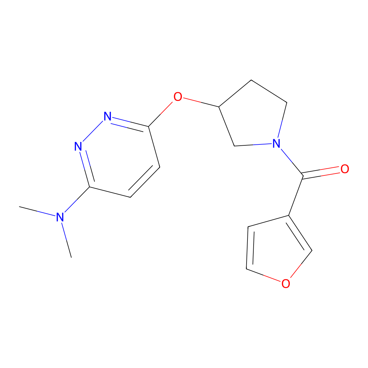 (3-((6-(Dimethylamino)pyridazin-3-yl)oxy)pyrrolidin-1-yl)(furan-3-yl)methanone molecular structure, CAS 2034582-46-0