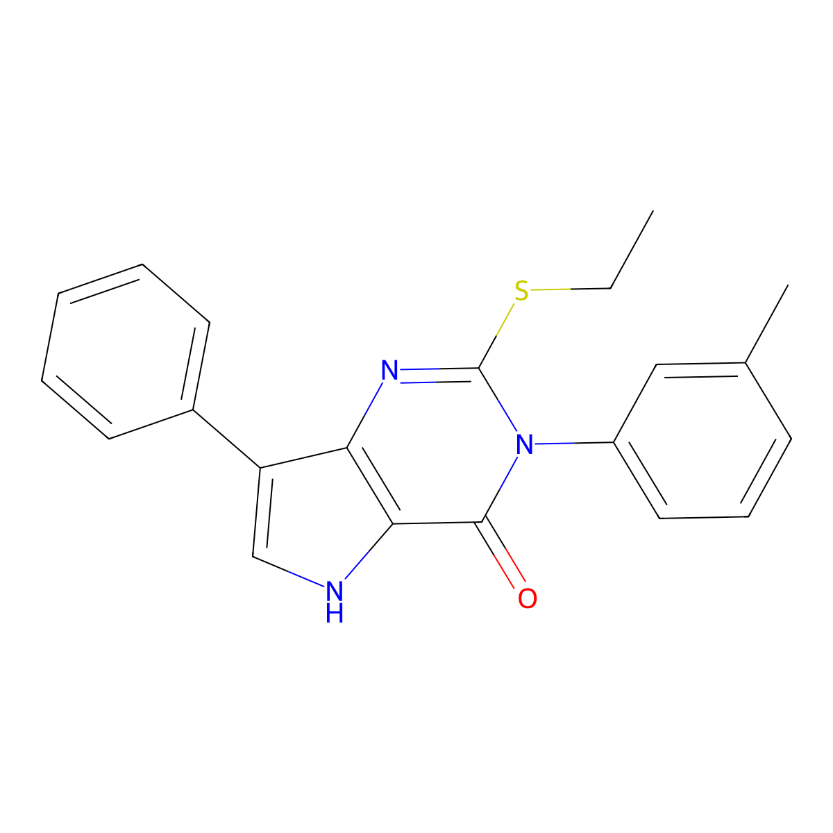 2-(ethylthio)-7-phenyl-3-(m-tolyl)-3H-pyrrolo[3,2-d]pyrimidin-4(5H)-one molecular structure, CAS 2034582-51-7