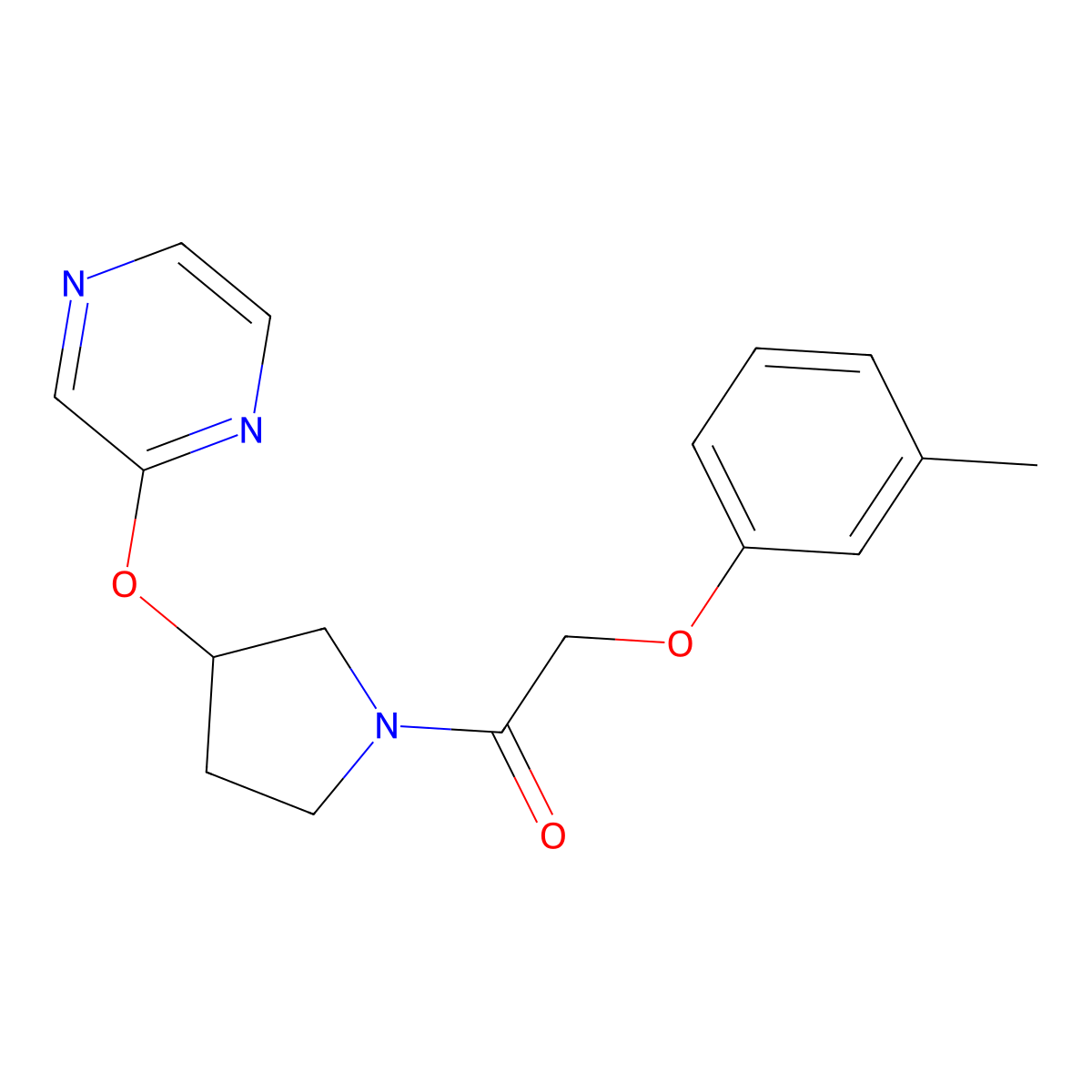 1-(3-(Pyrazin-2-yloxy)pyrrolidin-1-yl)-2-(m-tolyloxy)ethanone molecular structure, CAS 2034582-67-5