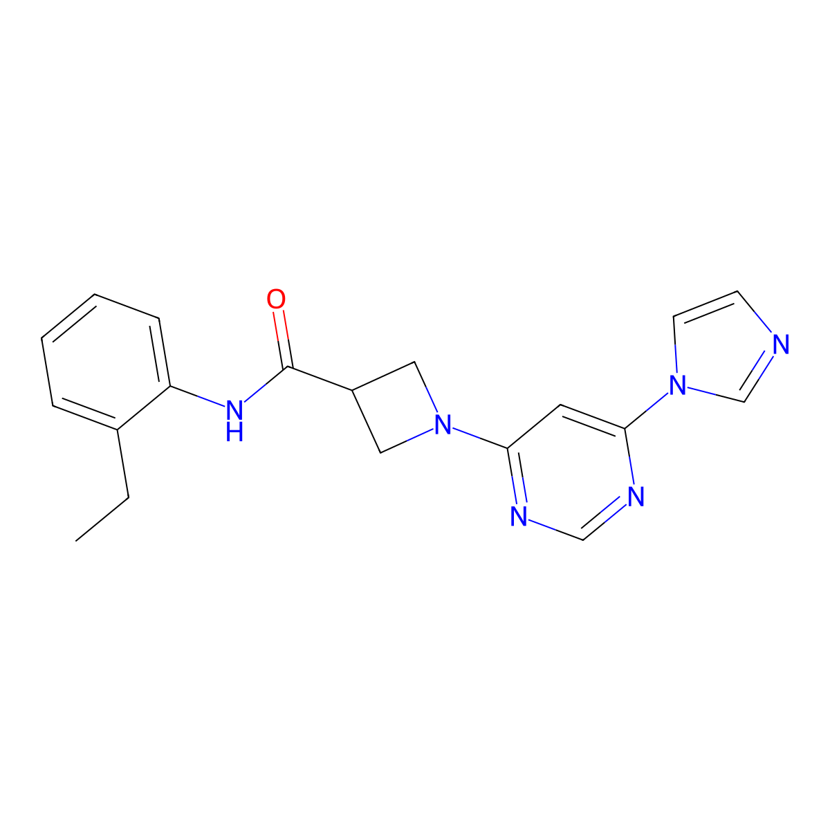 1-(6-(1H-imidazol-1-yl)pyrimidin-4-yl)-N-(2-ethylphenyl)azetidine-3-carboxamide molecular structure, CAS 2034582-69-7