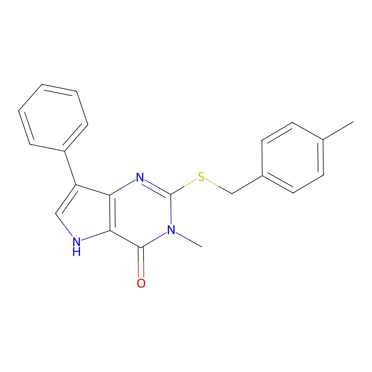 3-methyl-2-((4-methylbenzyl)thio)-7-phenyl-3H-pyrrolo[3,2-d]pyrimidin-4(5H)-one molecular structure, CAS 2034582-76-6