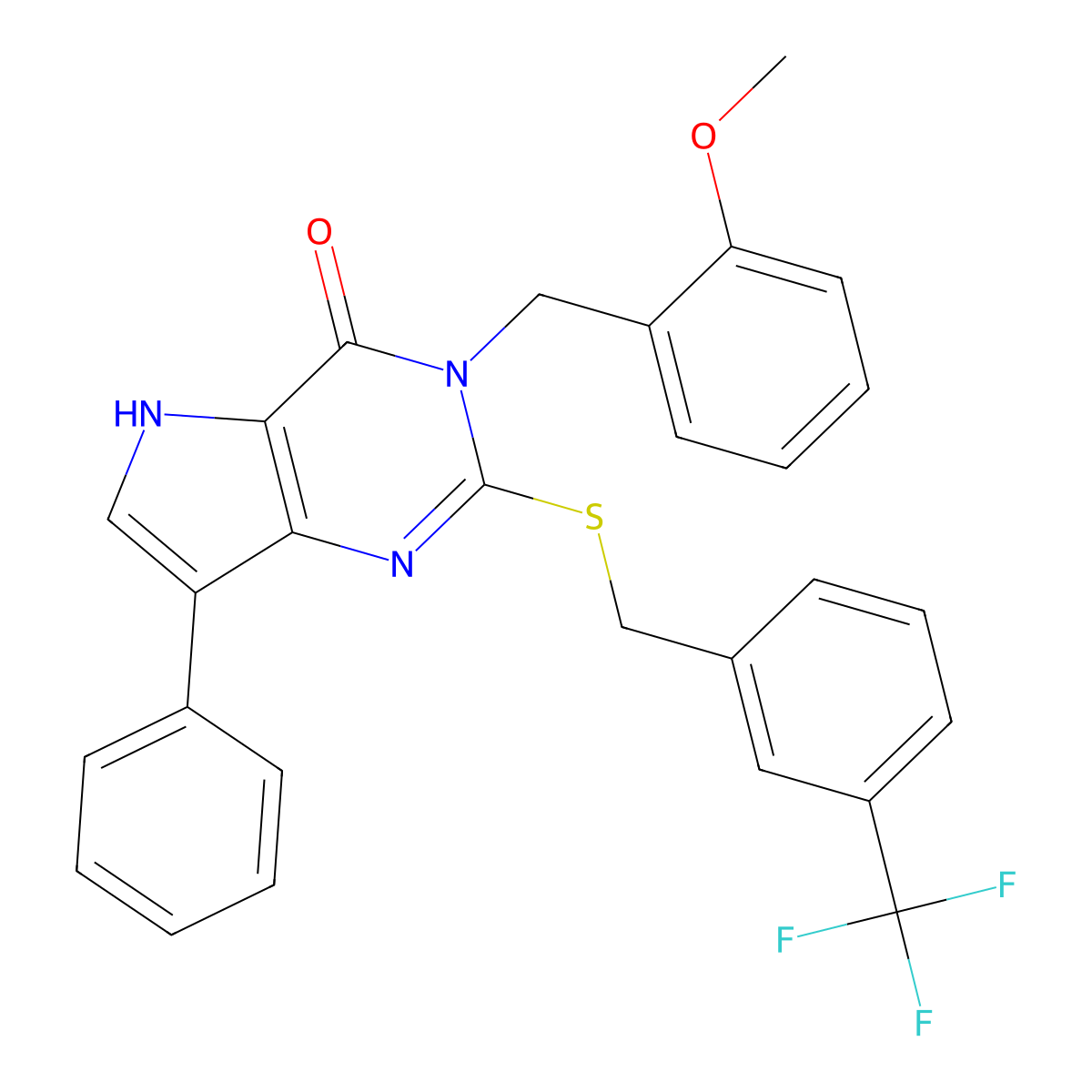 3-(2-methoxybenzyl)-7-phenyl-2-((3-(trifluoromethyl)benzyl)thio)-3H-pyrrolo[3,2-d]pyrimidin-4(5H)-one molecular structure, CAS 2034582-90-4