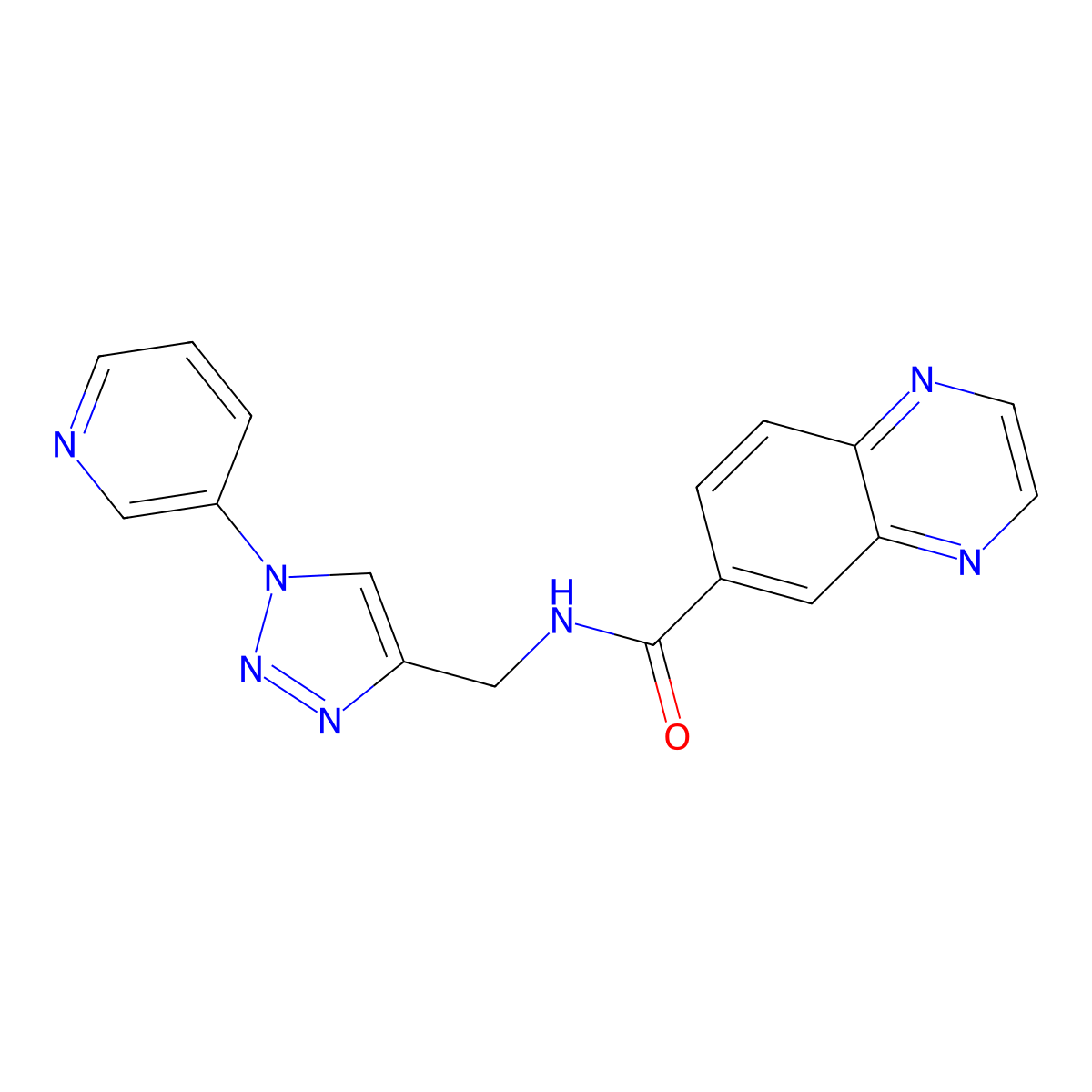 N-{[1-(pyridin-3-yl)-1H-1,2,3-triazol-4-yl]methyl}quinoxaline-6-carboxamide molecular structure, CAS 2034582-91-5