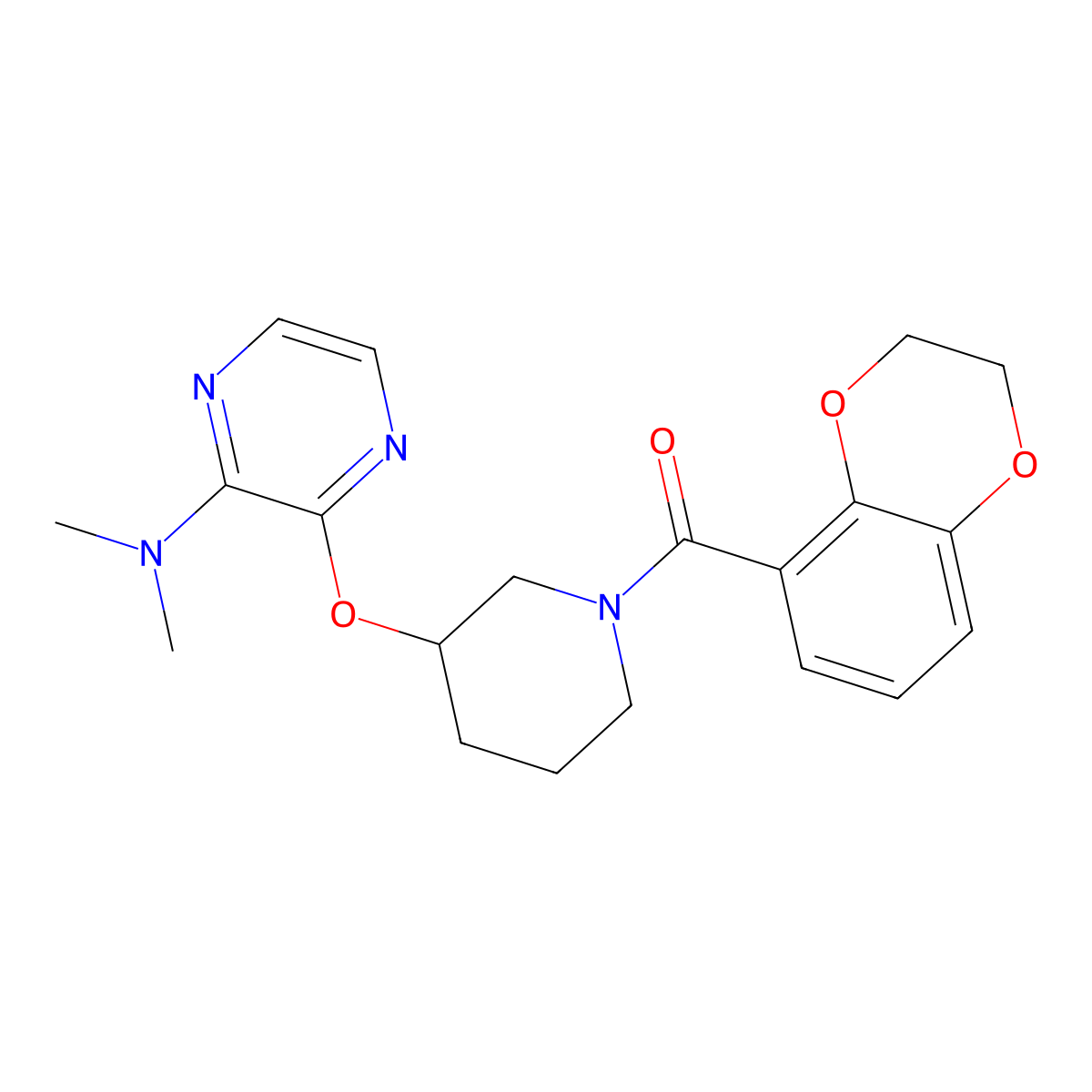 (2,3-Dihydrobenzo[b][1,4]dioxin-5-yl)(3-((3-(dimethylamino)pyrazin-2-yl)oxy)piperidin-1-yl)methanone molecular structure, CAS 2034582-97-1