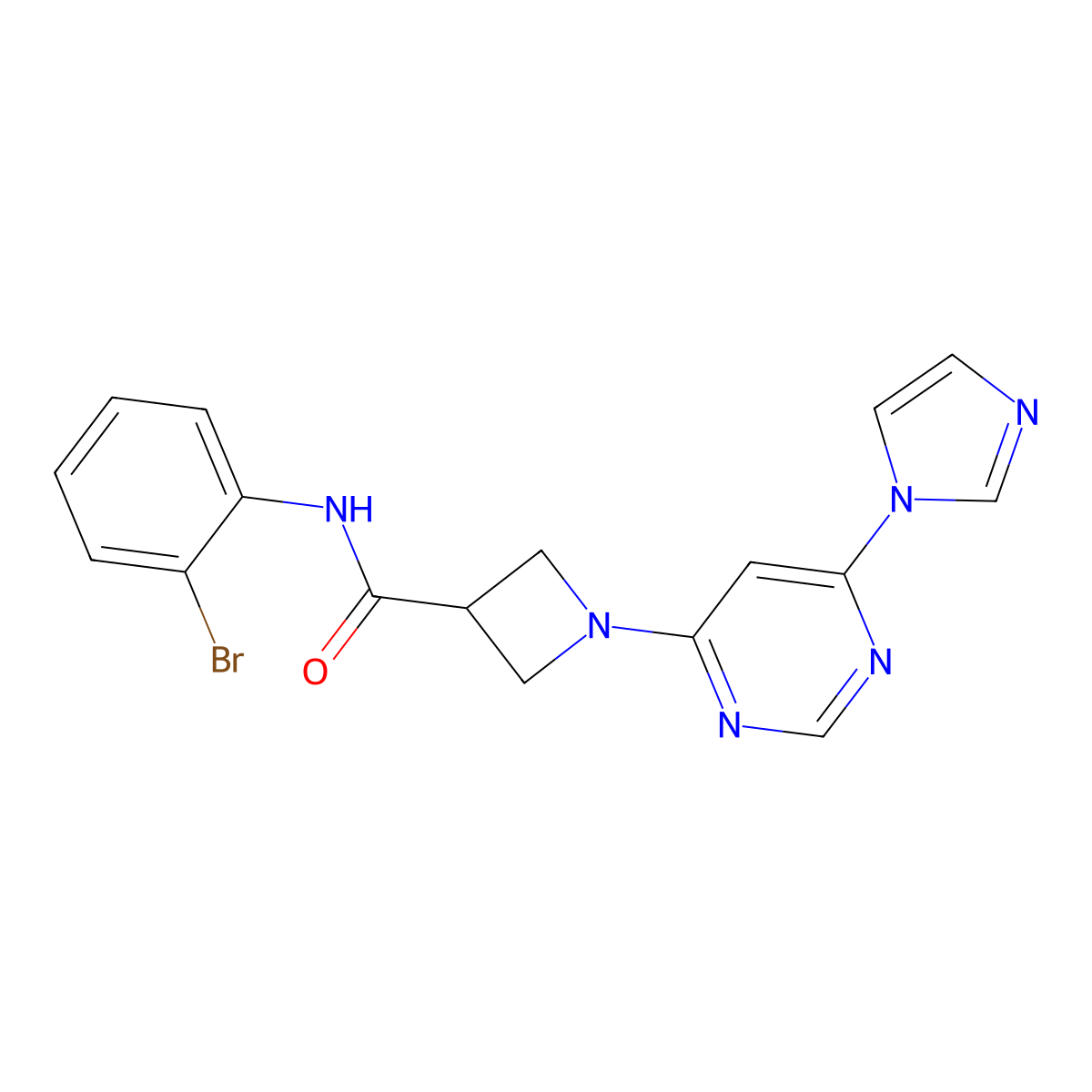 1-(6-(1H-imidazol-1-yl)pyrimidin-4-yl)-N-(2-bromophenyl)azetidine-3-carboxamide molecular structure, CAS 2034583-03-2