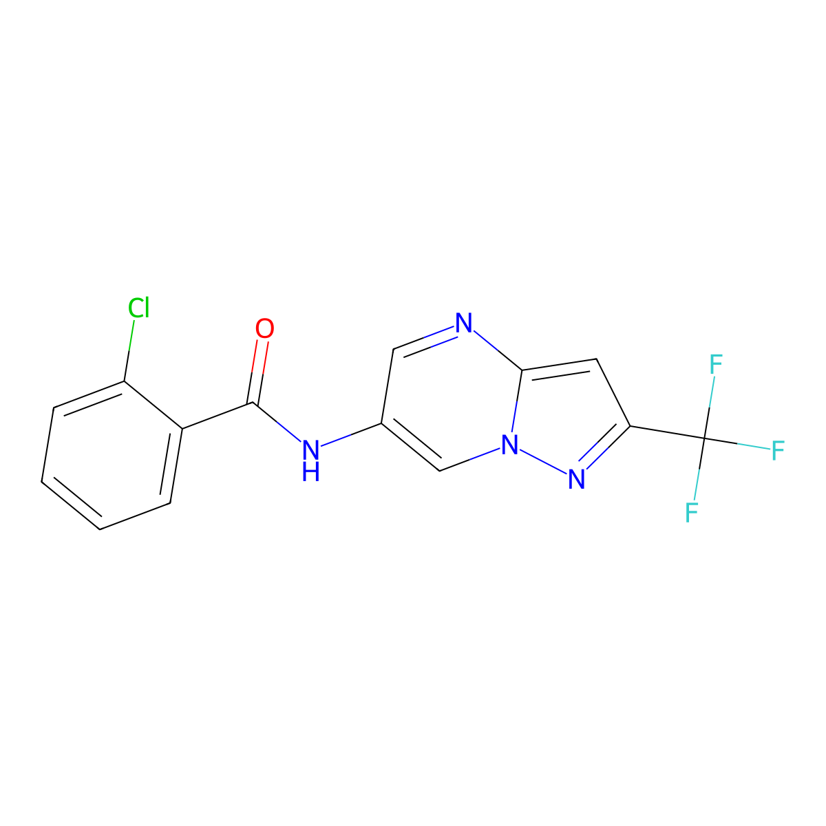 2-chloro-N-[2-(trifluoromethyl)pyrazolo[1,5-a]pyrimidin-6-yl]benzamide molecular structure, CAS 2034583-08-7