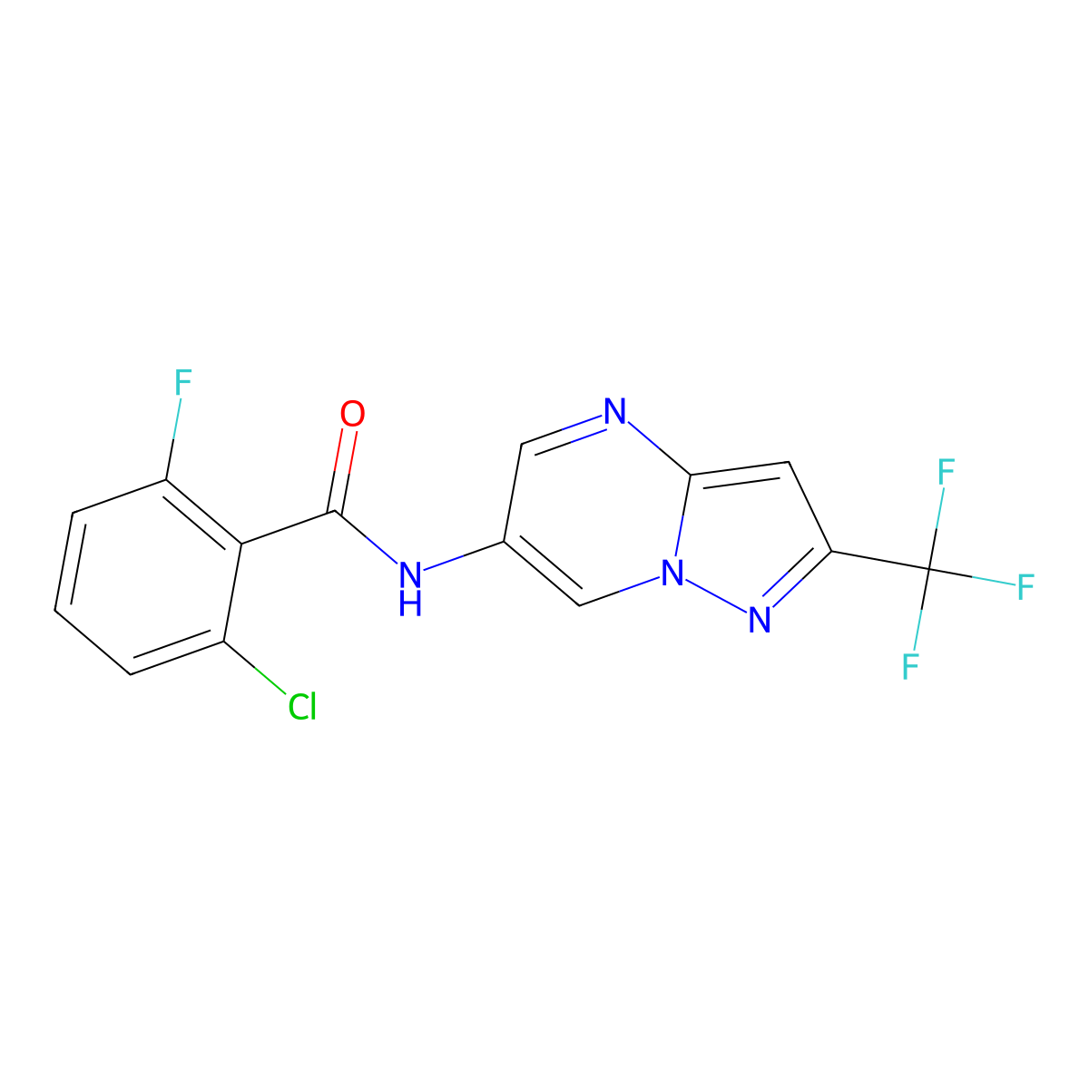 2-chloro-6-fluoro-N-[2-(trifluoromethyl)pyrazolo[1,5-a]pyrimidin-6-yl]benzamide molecular structure, CAS 2034583-11-2