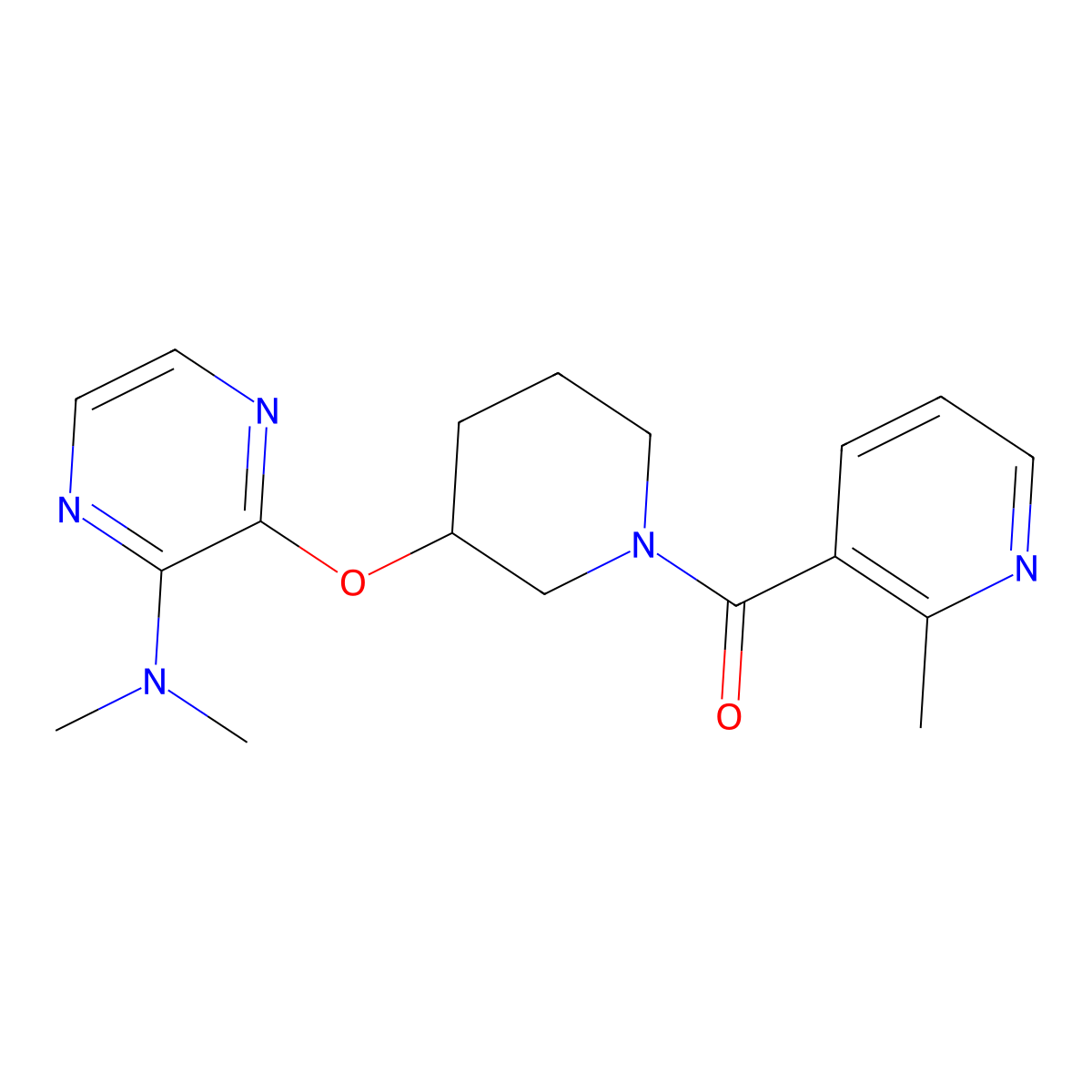 (3-((3-(Dimethylamino)pyrazin-2-yl)oxy)piperidin-1-yl)(2-methylpyridin-3-yl)methanone molecular structure, CAS 2034583-14-5