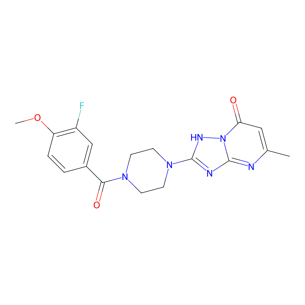 2-(4-(3-fluoro-4-methoxybenzoyl)piperazin-1-yl)-5-methyl-[1,2,4]triazolo[1,5-a]pyrimidin-7(4H)-one molecular structure, CAS 2034583-16-7