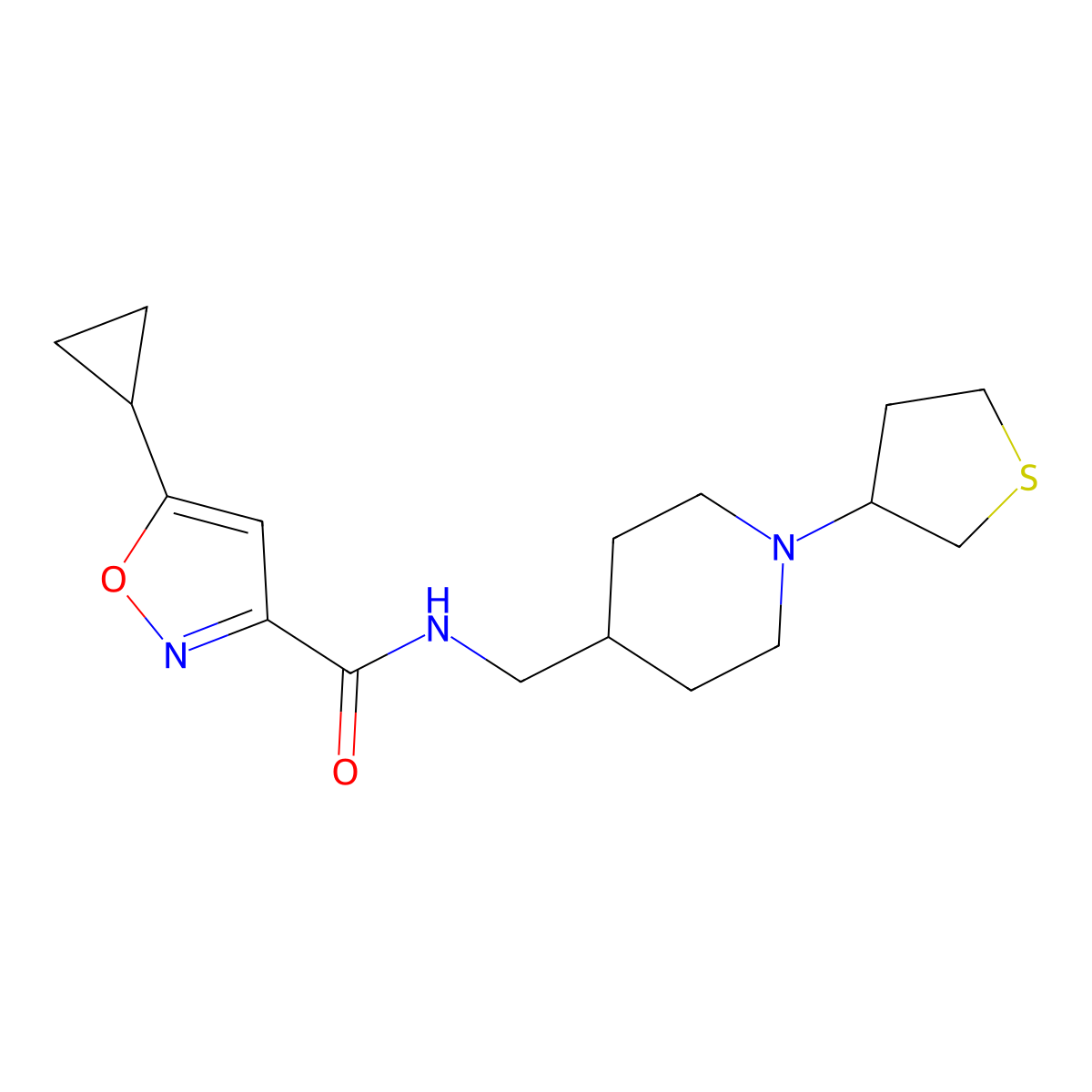 5-cyclopropyl-N-((1-(tetrahydrothiophen-3-yl)piperidin-4-yl)methyl)isoxazole-3-carboxamide molecular structure, CAS 2034583-17-8