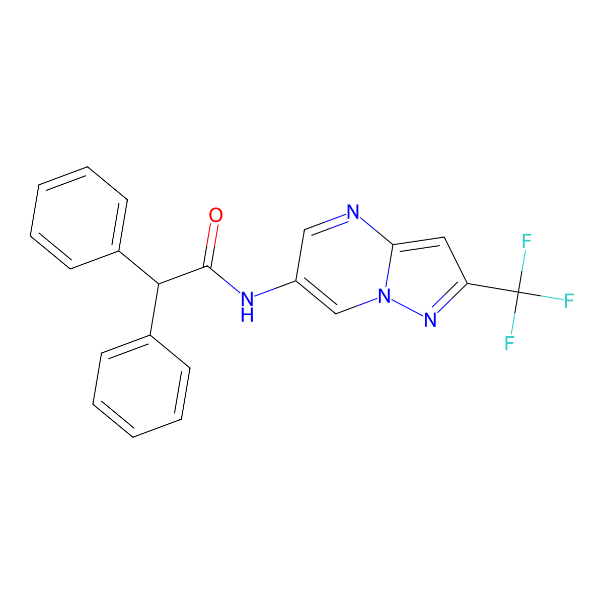 2,2-diphenyl-N-(2-(trifluoromethyl)pyrazolo[1,5-a]pyrimidin-6-yl)acetamide molecular structure, CAS 2034583-24-7