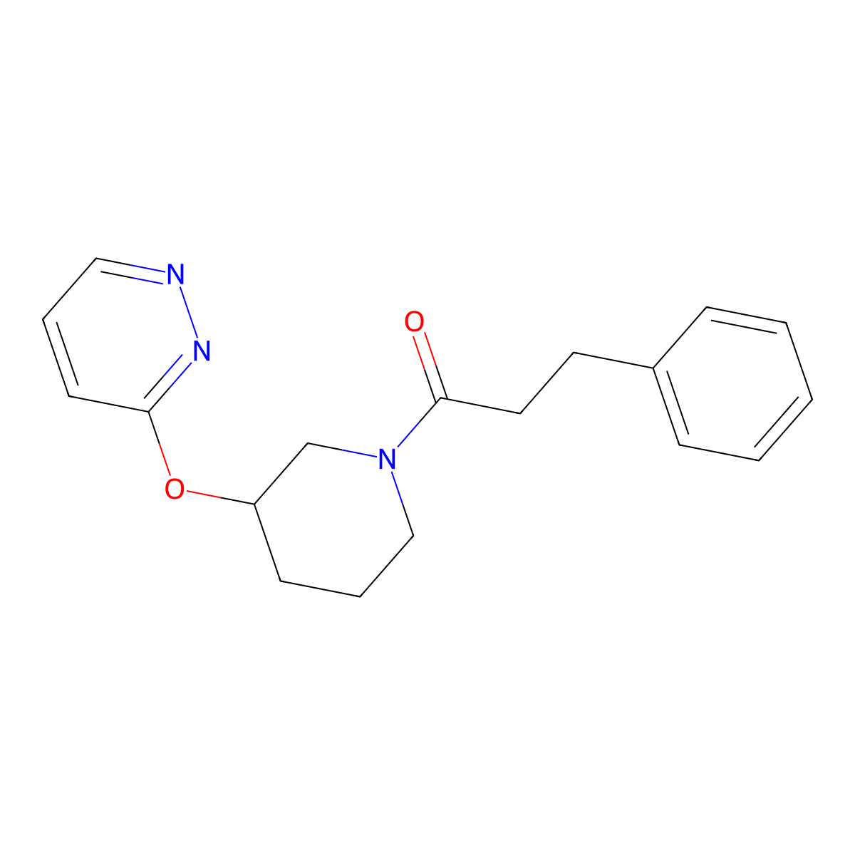 3-Phenyl-1-(3-(pyridazin-3-yloxy)piperidin-1-yl)propan-1-one molecular structure, CAS 2034583-26-9
