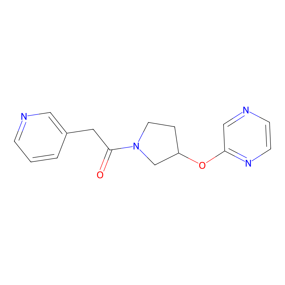 1-(3-(Pyrazin-2-yloxy)pyrrolidin-1-yl)-2-(pyridin-3-yl)ethanone molecular structure, CAS 2034583-28-1