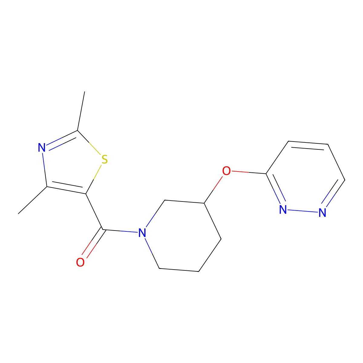 (2,4-Dimethylthiazol-5-yl)(3-(pyridazin-3-yloxy)piperidin-1-yl)methanone molecular structure, CAS 2034583-30-5