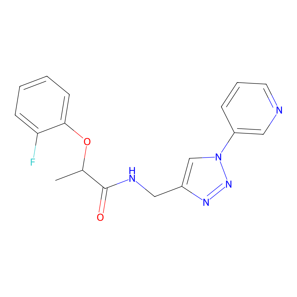 2-(2-fluorophenoxy)-N-{[1-(pyridin-3-yl)-1H-1,2,3-triazol-4-yl]methyl}propanamide molecular structure, CAS 2034583-31-6