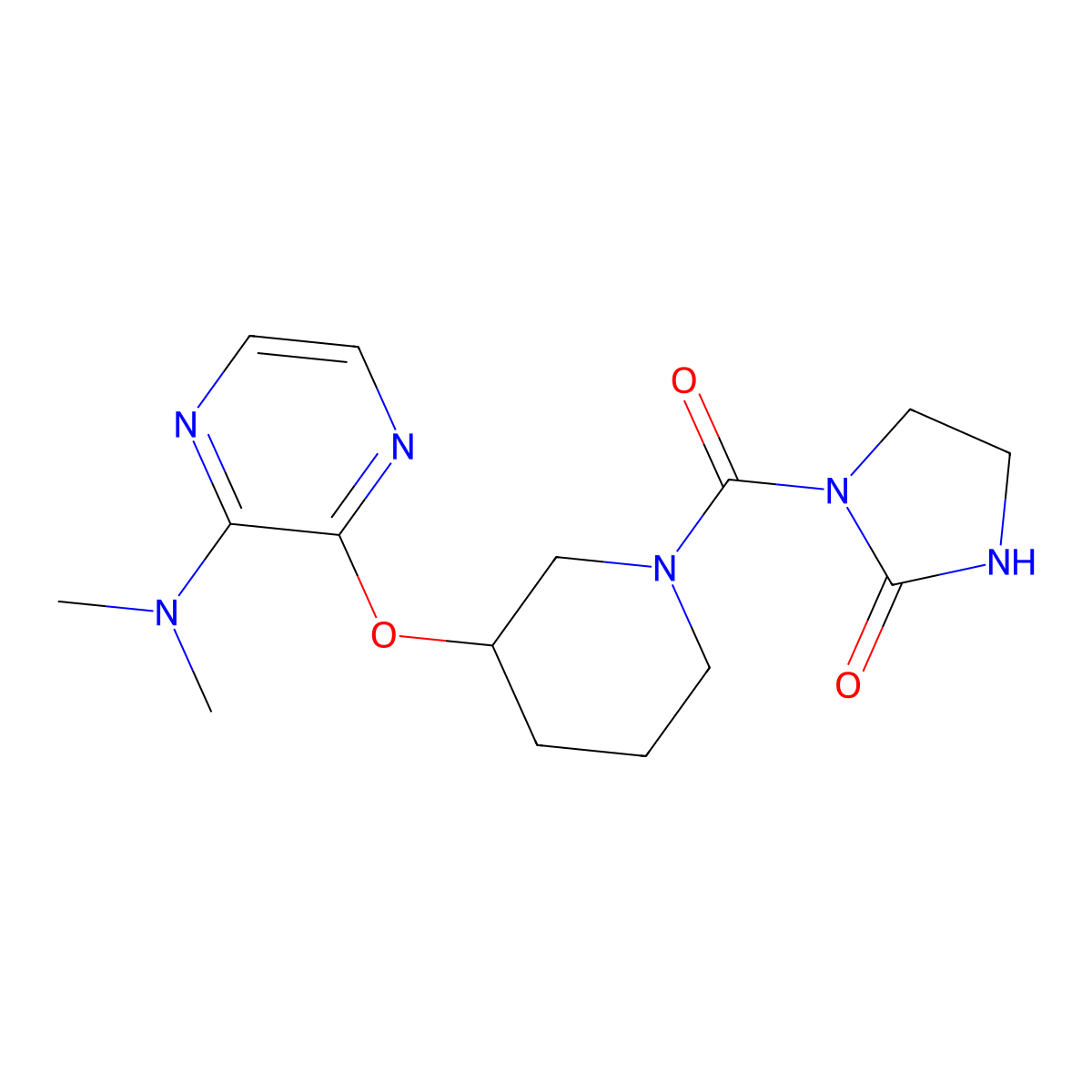 1-(3-((3-(Dimethylamino)pyrazin-2-yl)oxy)piperidine-1-carbonyl)imidazolidin-2-one molecular structure, CAS 2034583-33-8