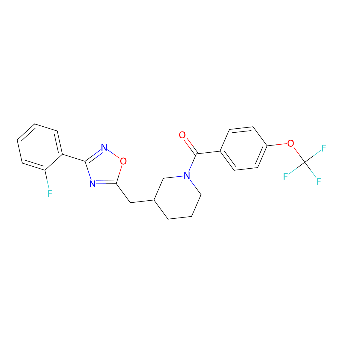 (3-((3-(2-Fluorophenyl)-1,2,4-oxadiazol-5-yl)methyl)piperidin-1-yl)(4-(trifluoromethoxy)phenyl)methanone molecular structure, CAS 2034583-35-0