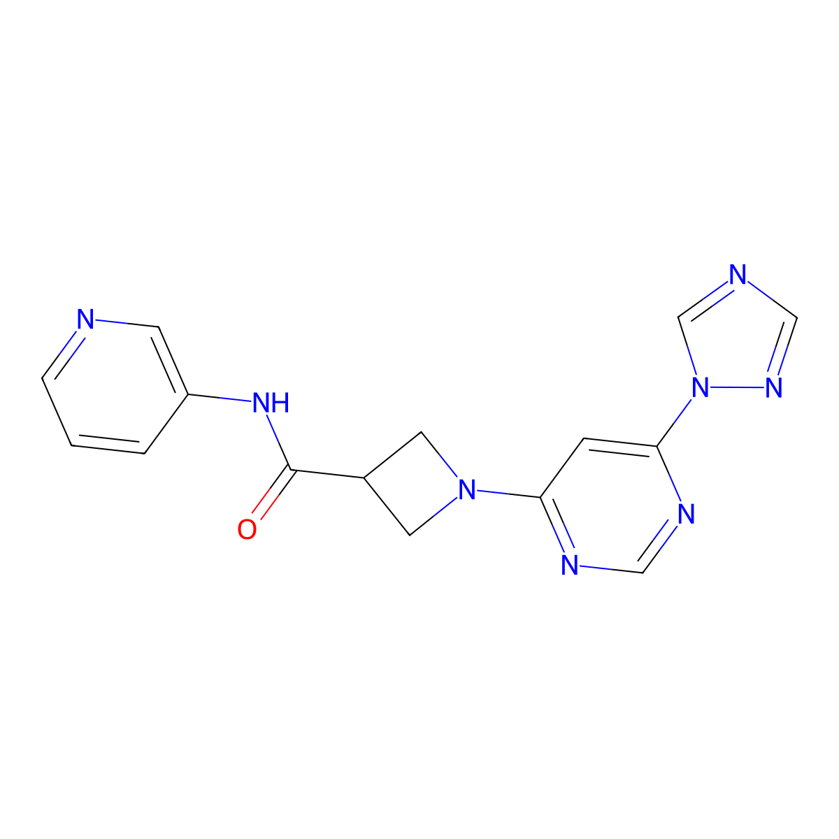 1-(6-(1H-1,2,4-triazol-1-yl)pyrimidin-4-yl)-N-(pyridin-3-yl)azetidine-3-carboxamide molecular structure, CAS 2034583-36-1