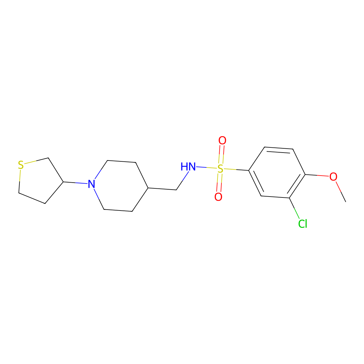 3-chloro-4-methoxy-N-((1-(tetrahydrothiophen-3-yl)piperidin-4-yl)methyl)benzenesulfonamide molecular structure, CAS 2034583-58-7