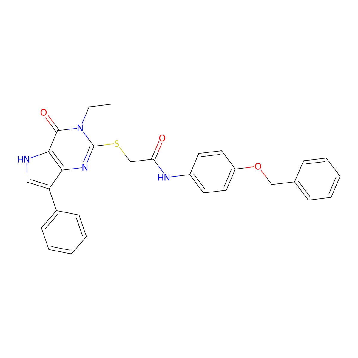 N-(4-(benzyloxy)phenyl)-2-((3-ethyl-4-oxo-7-phenyl-4,5-dihydro-3H-pyrrolo[3,2-d]pyrimidin-2-yl)thio)acetamide molecular structure, CAS 2034583-59-8
