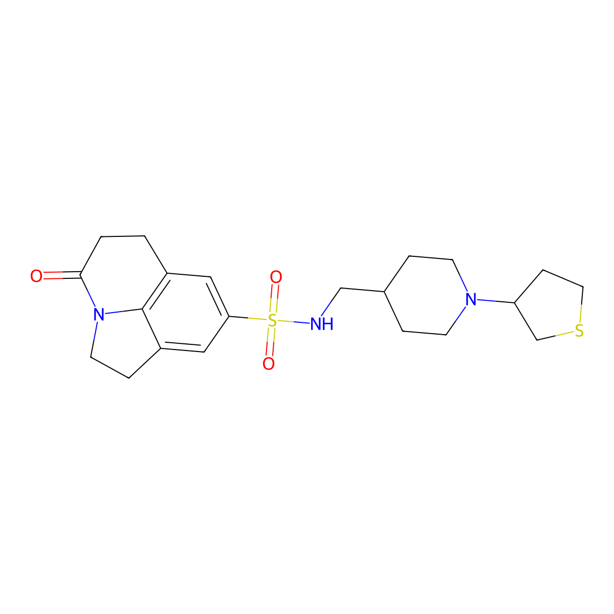 11-oxo-N-{[1-(thiolan-3-yl)piperidin-4-yl]methyl}-1-azatricyclo[6.3.1.0^{4,12}]dodeca-4(12),5,7-triene-6-sulfonamide molecular structure, CAS 2034583-67-8