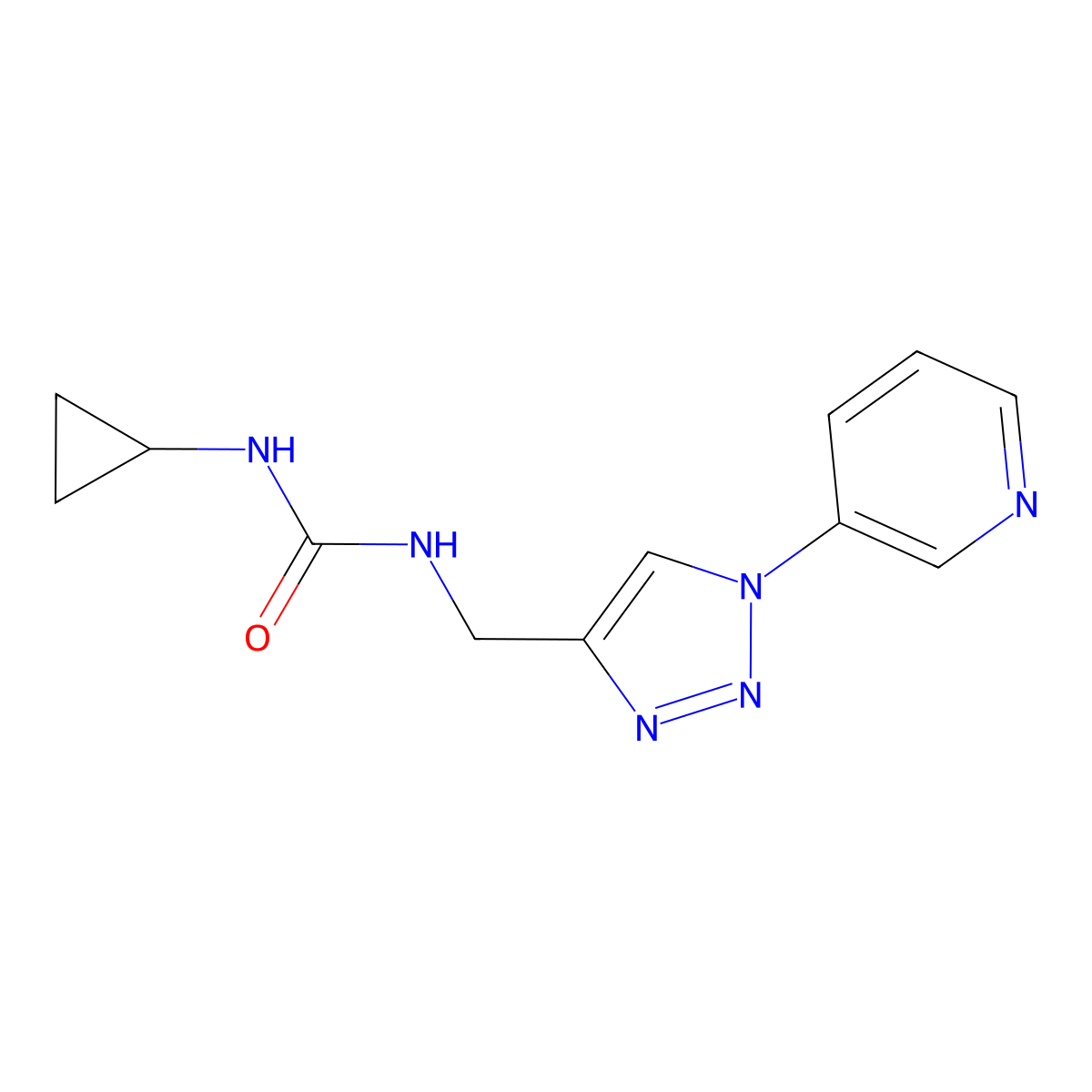3-cyclopropyl-1-{[1-(pyridin-3-yl)-1H-1,2,3-triazol-4-yl]methyl}urea molecular structure, CAS 2034583-70-3