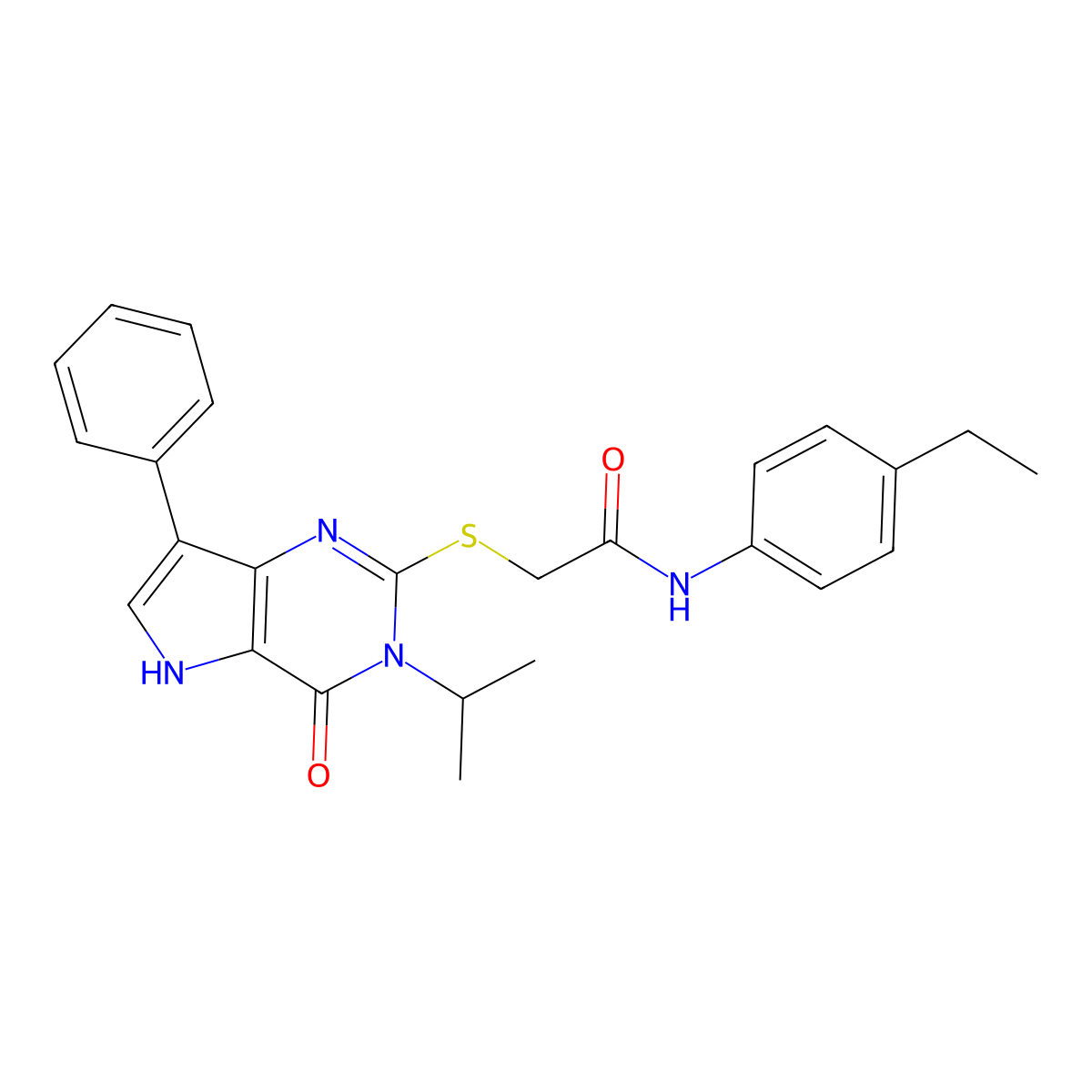 N-(4-ethylphenyl)-2-((3-isopropyl-4-oxo-7-phenyl-4,5-dihydro-3H-pyrrolo[3,2-d]pyrimidin-2-yl)thio)acetamide molecular structure, CAS 2034583-74-7
