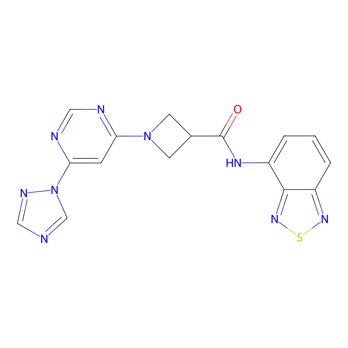 1-(6-(1H-1,2,4-triazol-1-yl)pyrimidin-4-yl)-N-(benzo[c][1,2,5]thiadiazol-4-yl)azetidine-3-carboxamide molecular structure, CAS 2034583-82-7
