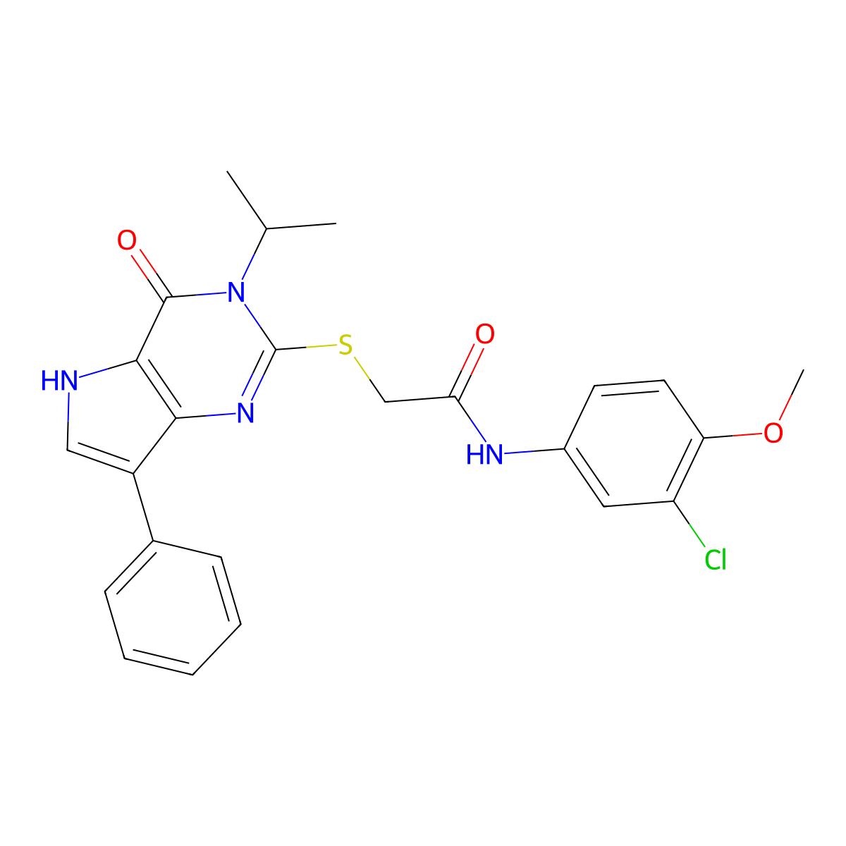 N-(3-chloro-4-methoxyphenyl)-2-((3-isopropyl-4-oxo-7-phenyl-4,5-dihydro-3H-pyrrolo[3,2-d]pyrimidin-2-yl)thio)acetamide molecular structure, CAS 2034583-85-0