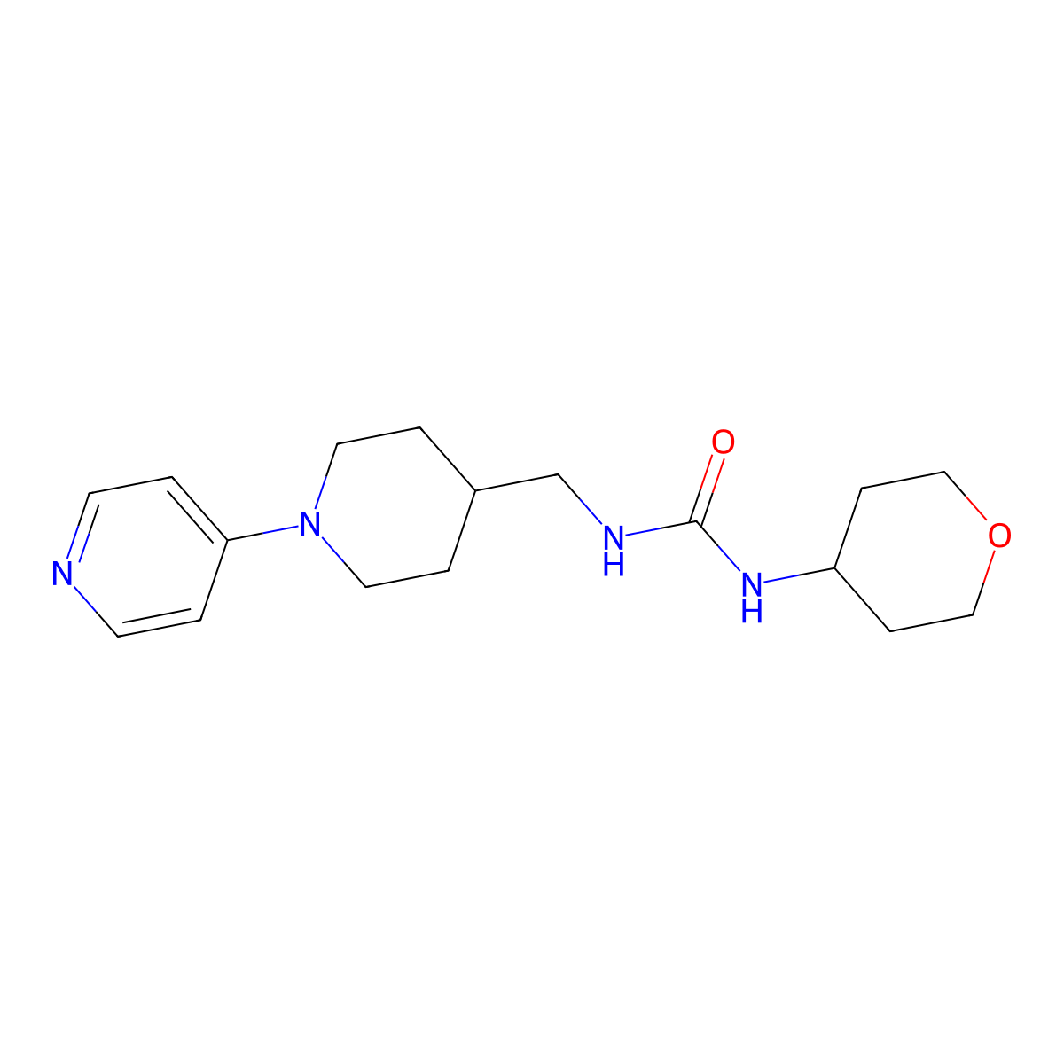 1-((1-(pyridin-4-yl)piperidin-4-yl)methyl)-3-(tetrahydro-2H-pyran-4-yl)urea molecular structure, CAS 2034583-91-8
